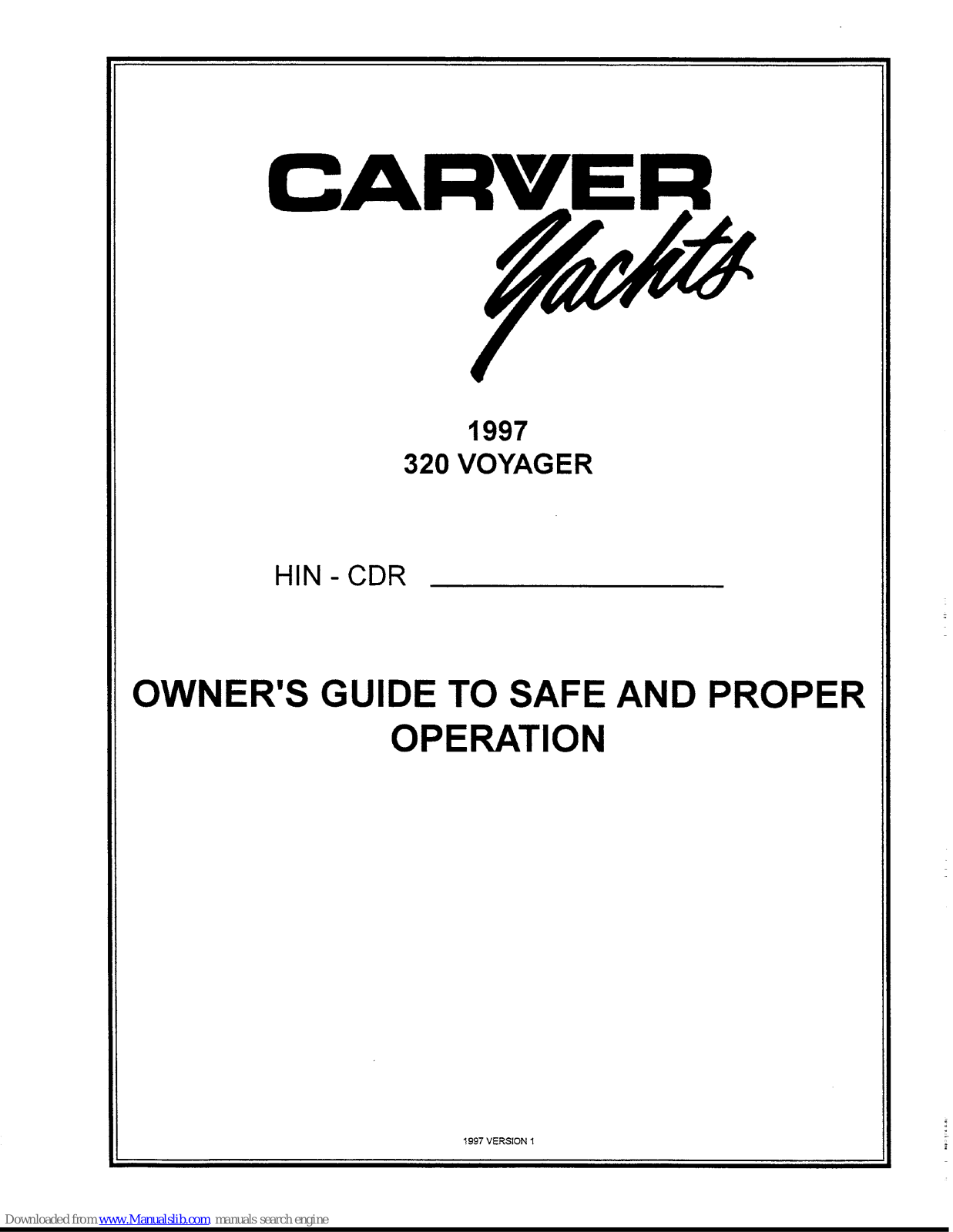 Carver 320 Voyager 1997 Owner's Manual