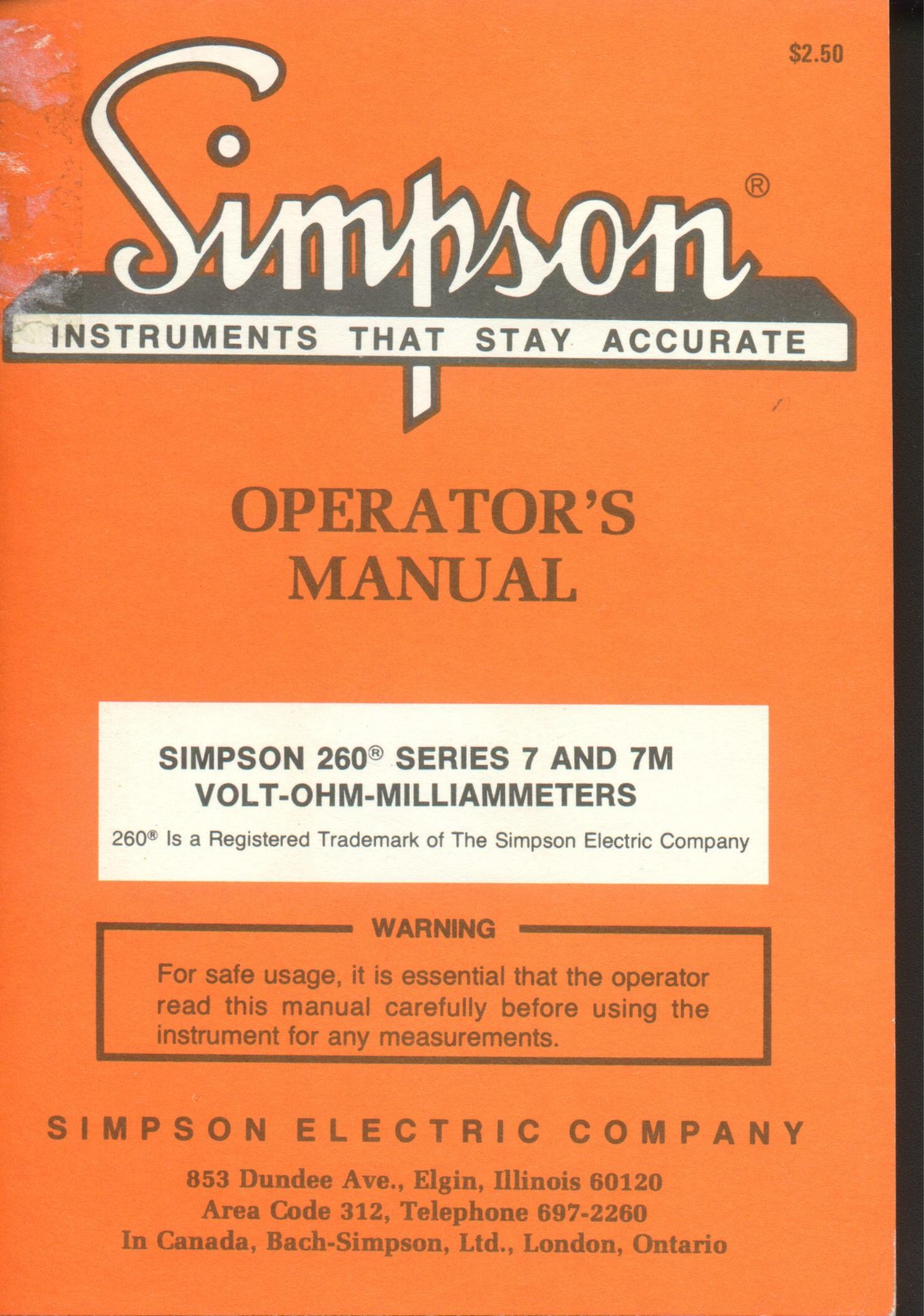 Simpson 260 7M, 260 7 Service manual