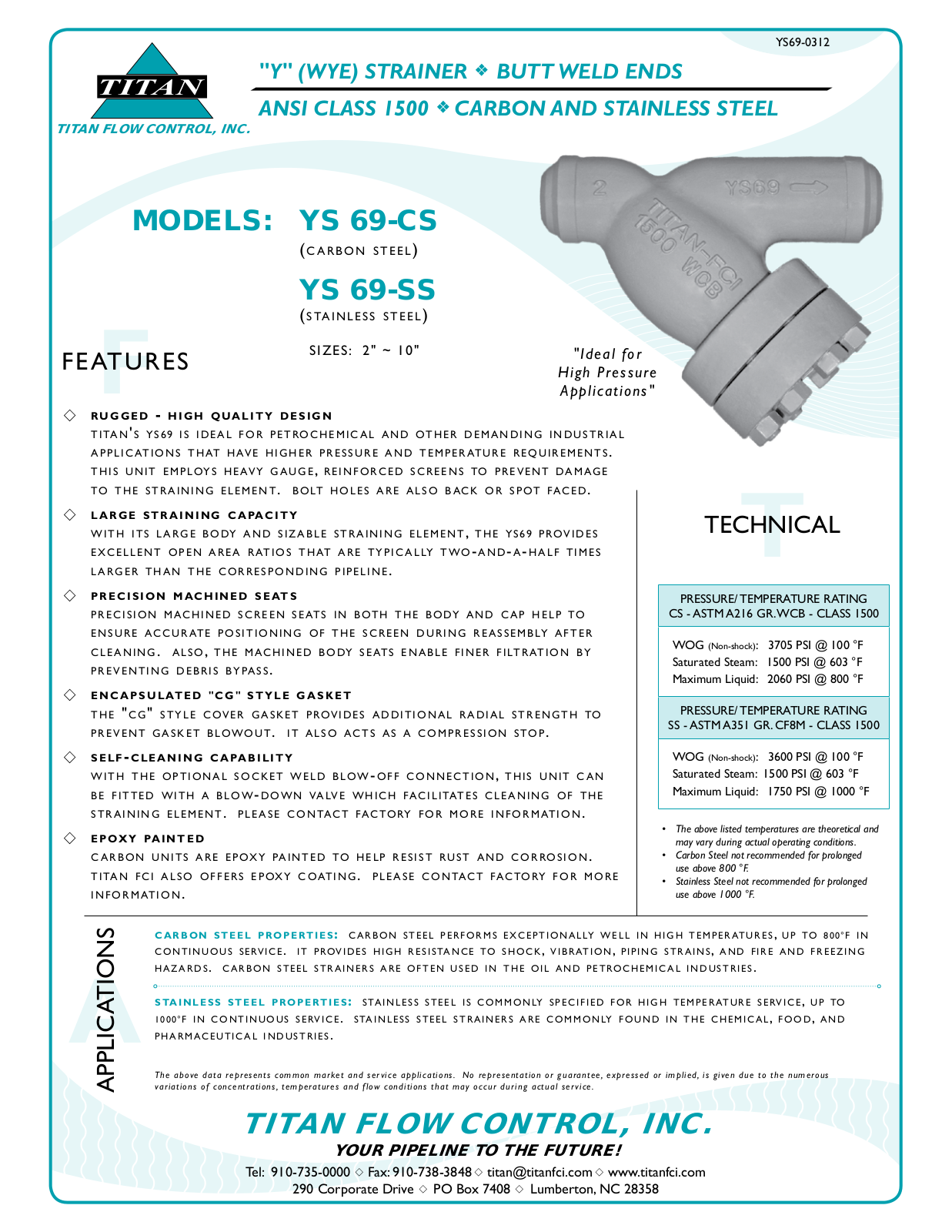 Control Products YS69-CS User Manual