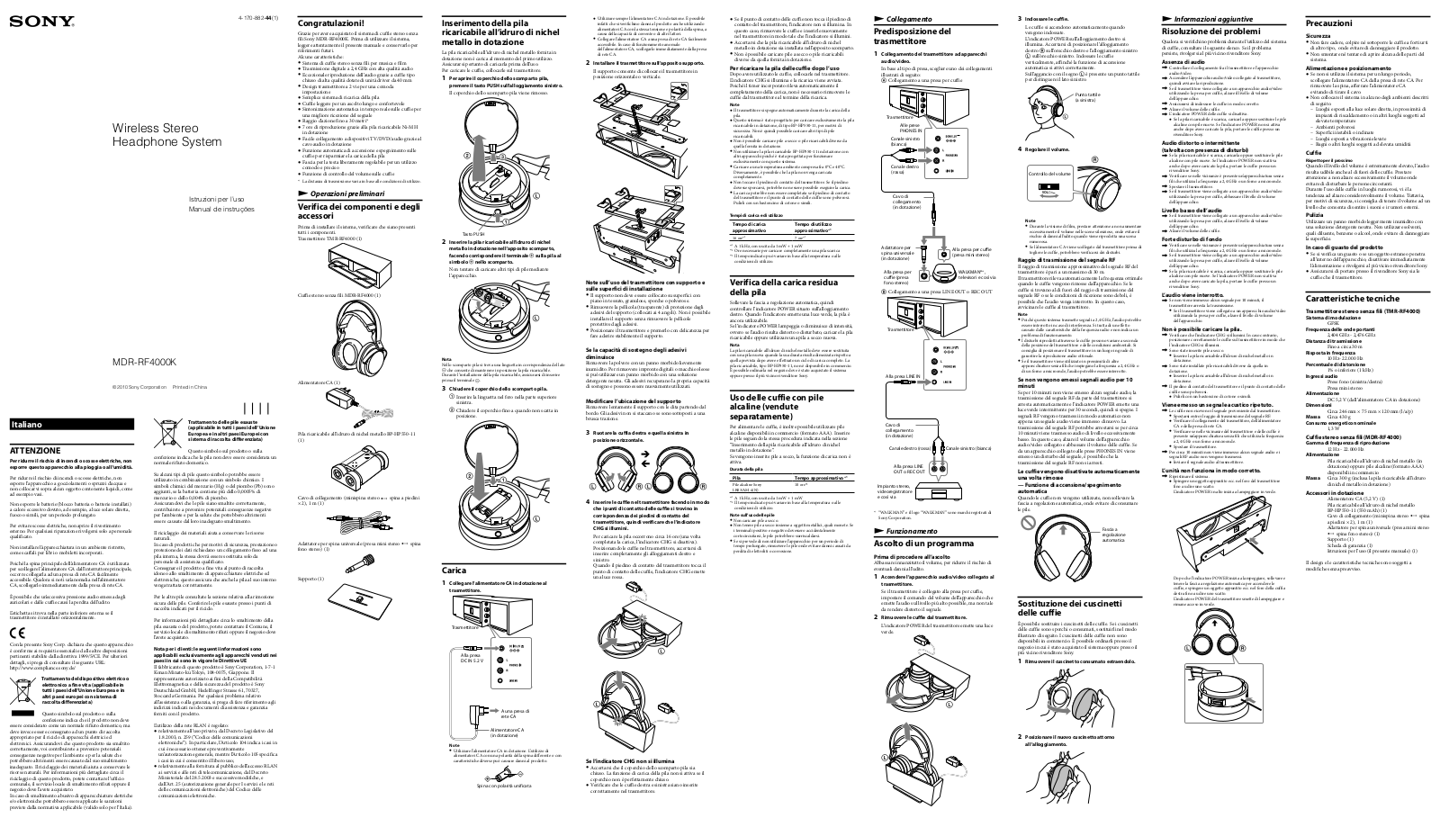 Sony MDR-RF4000K User Manual