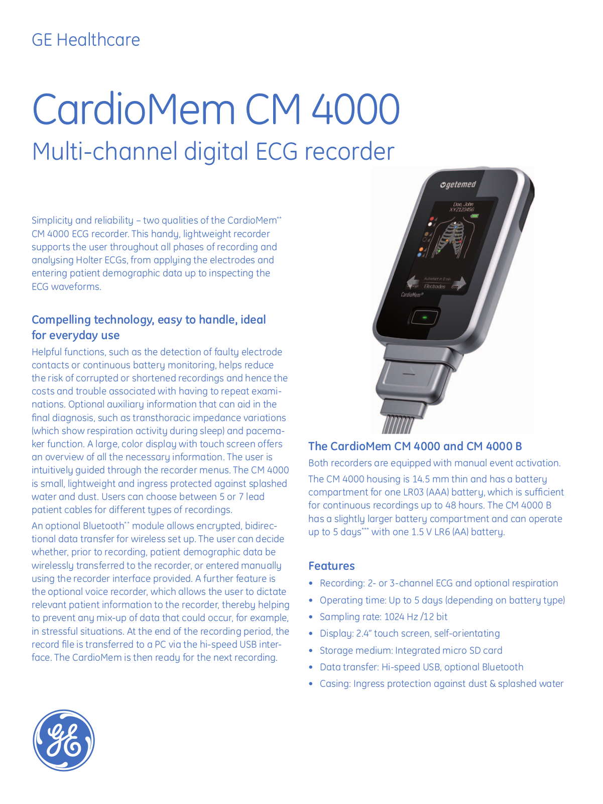 GE Healthcare CM 4000 Brochure