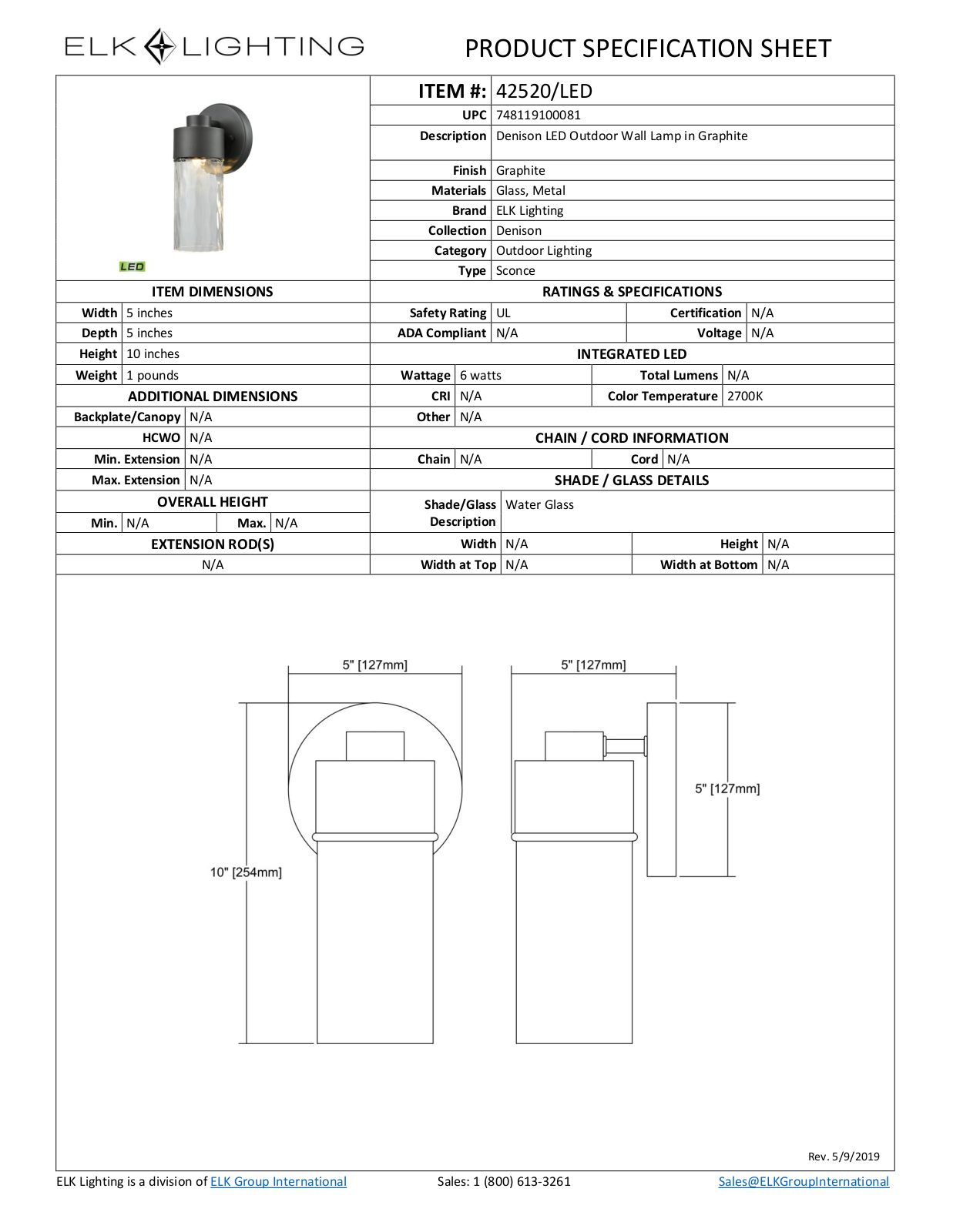 ELK Lighting 42520LED Specifications - ManualMachine.com