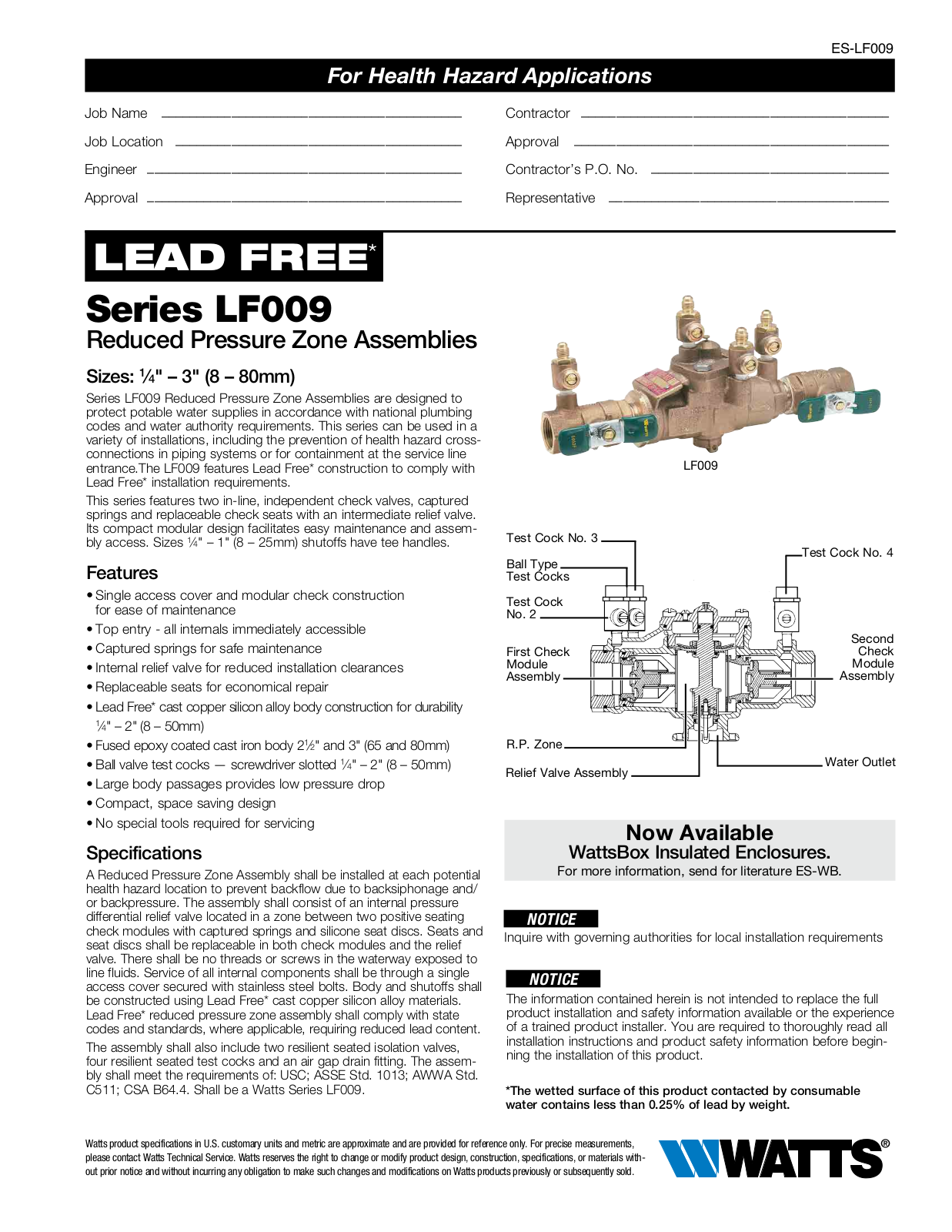 Watts LF009 User Manual