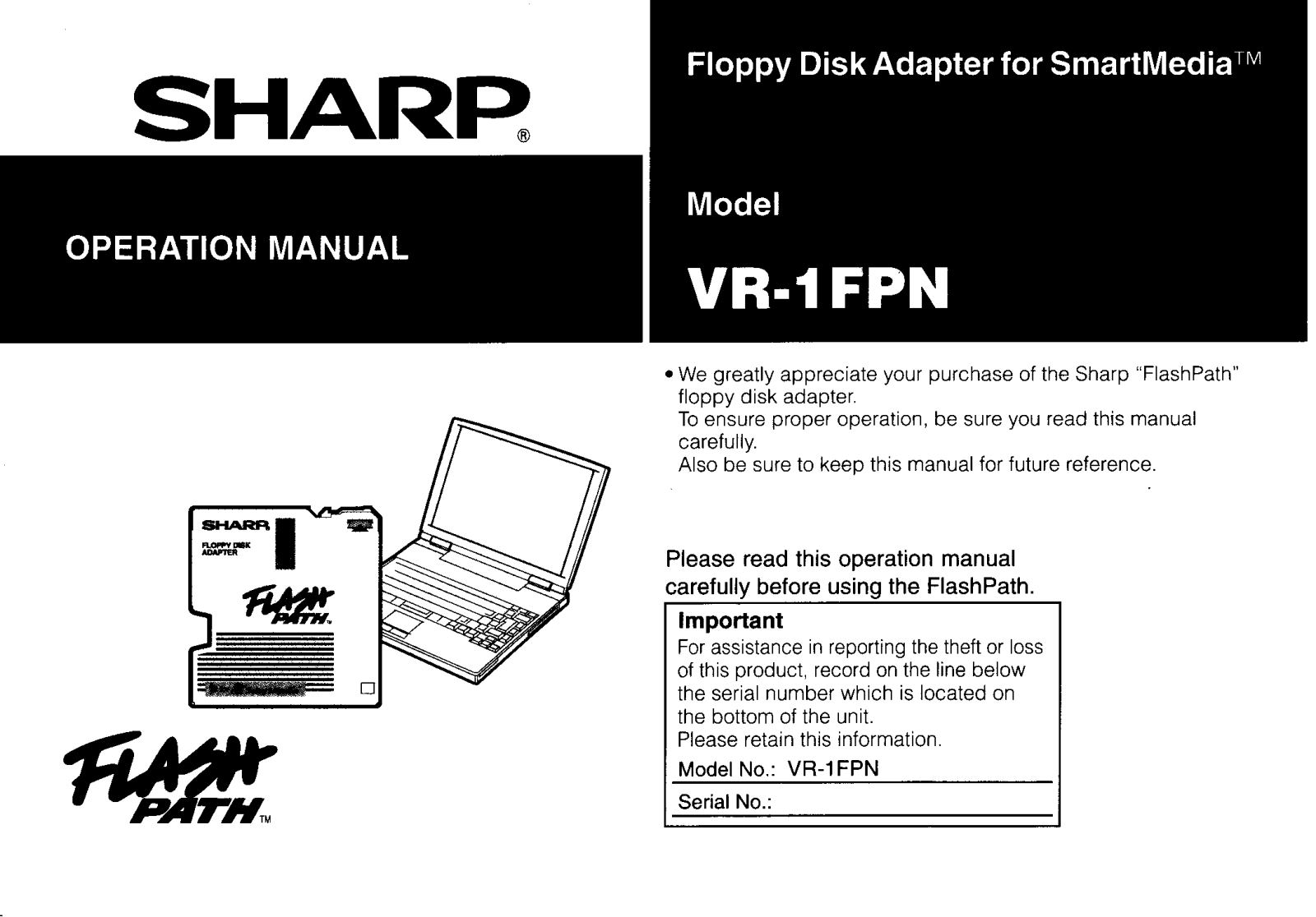 Sharp VR-1FPN User Manual