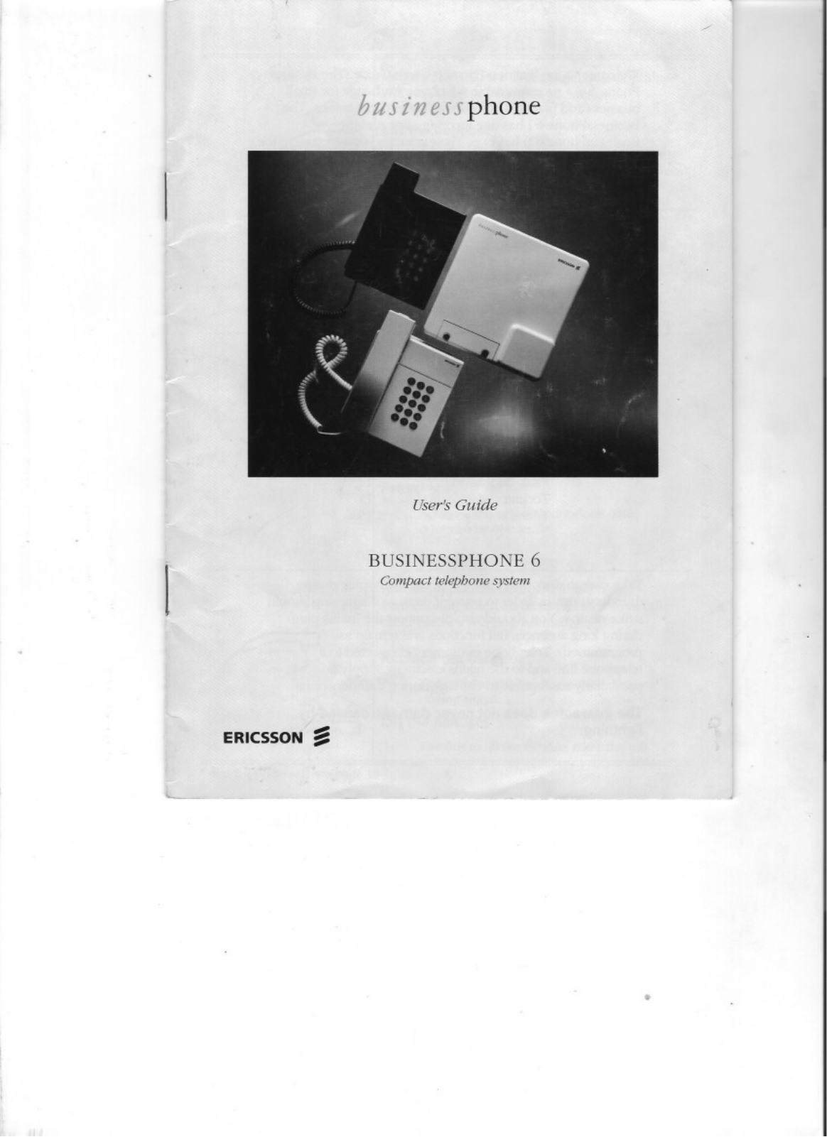 Ericsson BUSINESSPHONE 6 User Manual