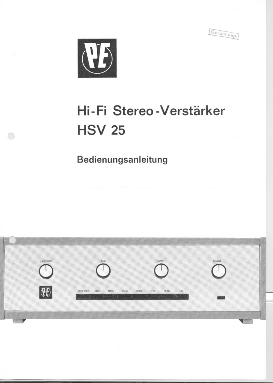 Sennheiser HSV 25 Instruction Manual