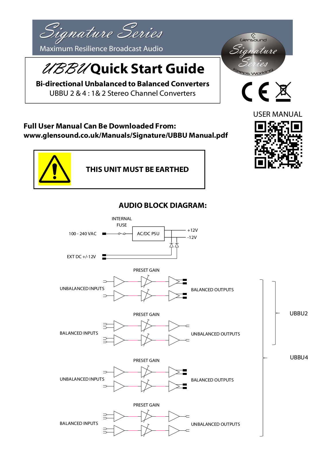 Glensound UBBU 2, UBBU  4 Quick Start Guide - ManualMachine.com