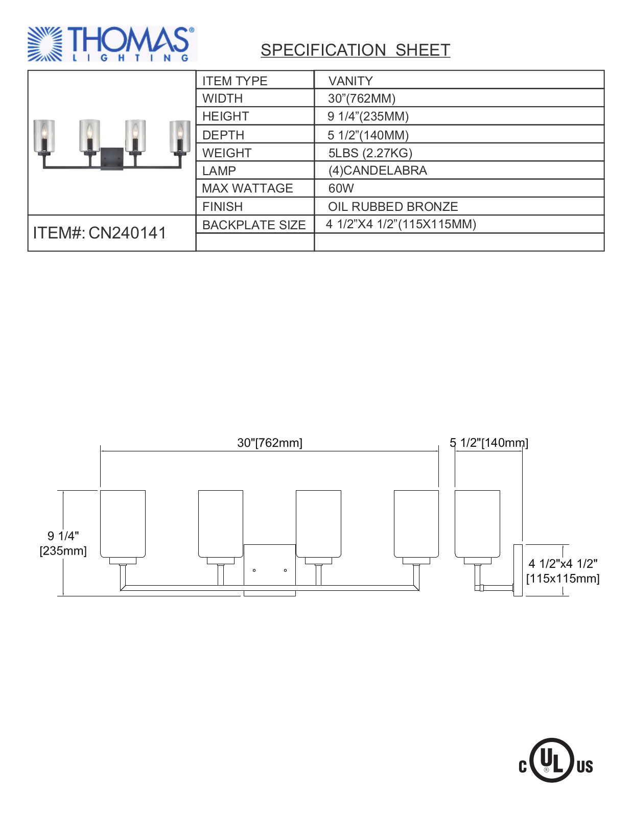 Thomas Lighting CN240141 User Manual - ManualMachine.com