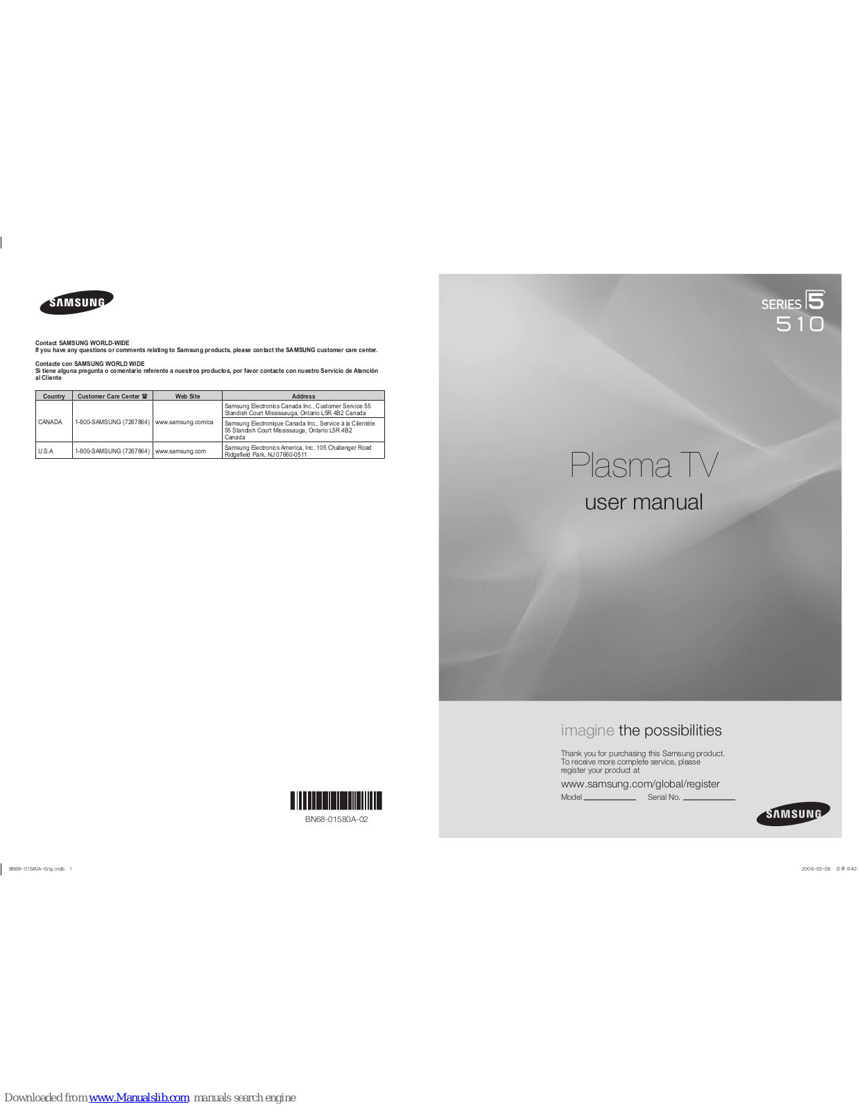 Samsung 510, PN50A510, PN50A510P3F User Manual