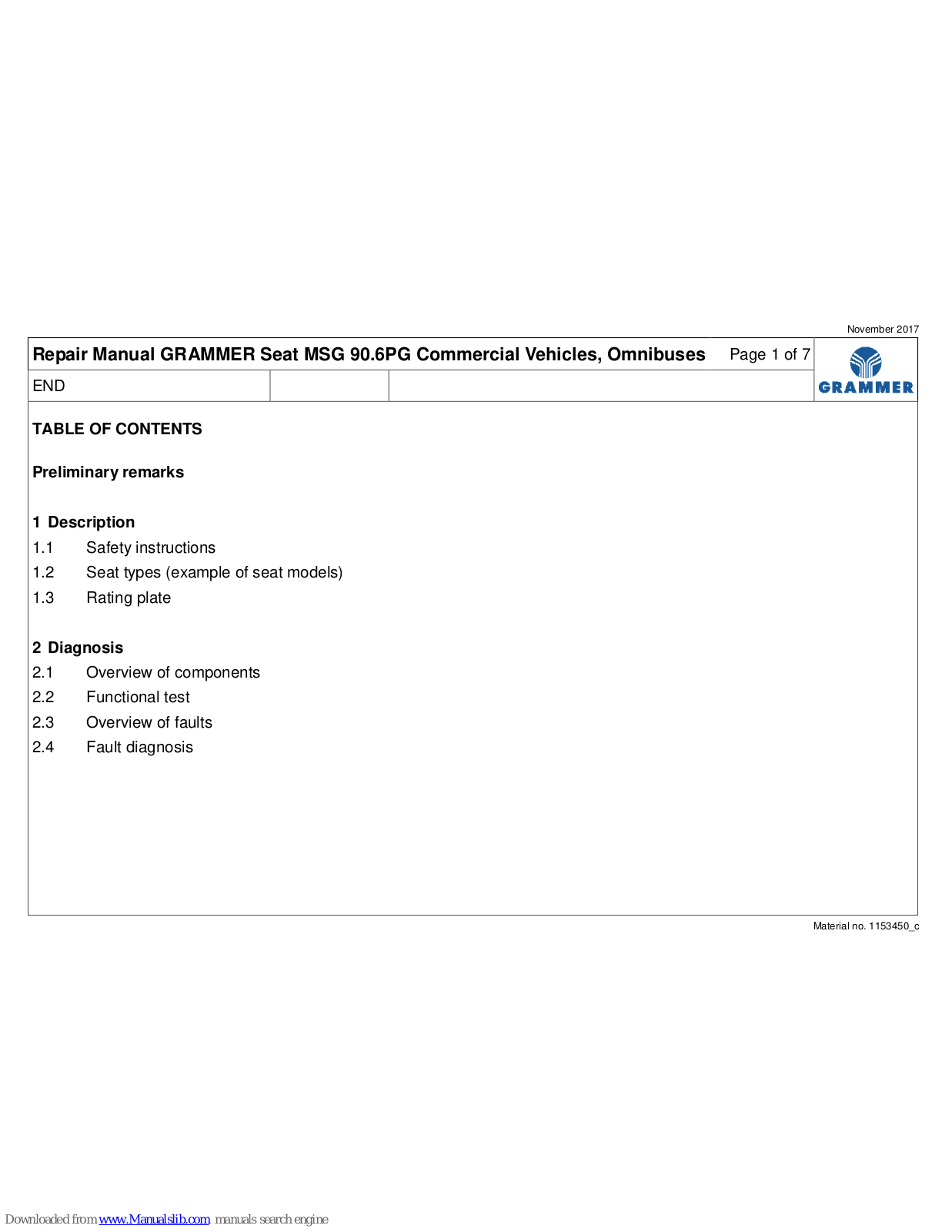 Grammer MSG 90.6PG Service & Repair Manual