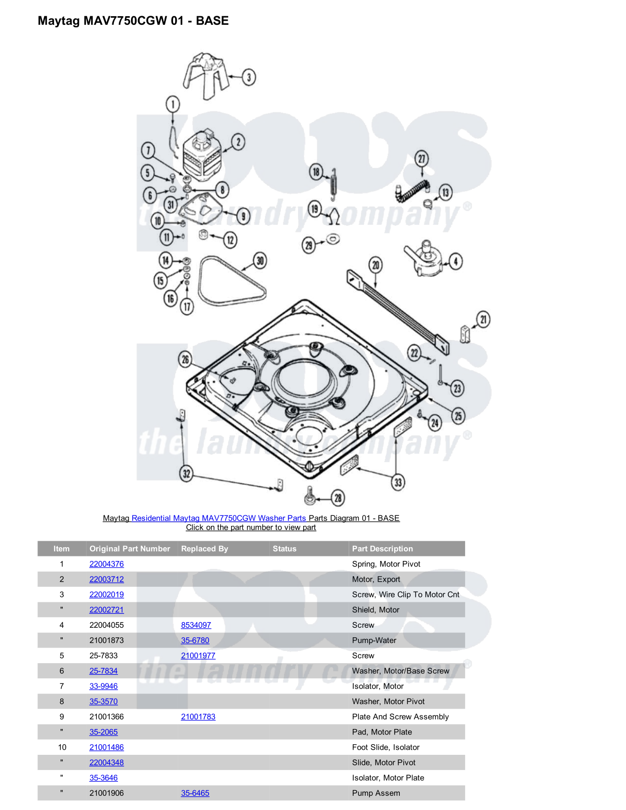 Maytag MAV7750CGW Parts Diagram