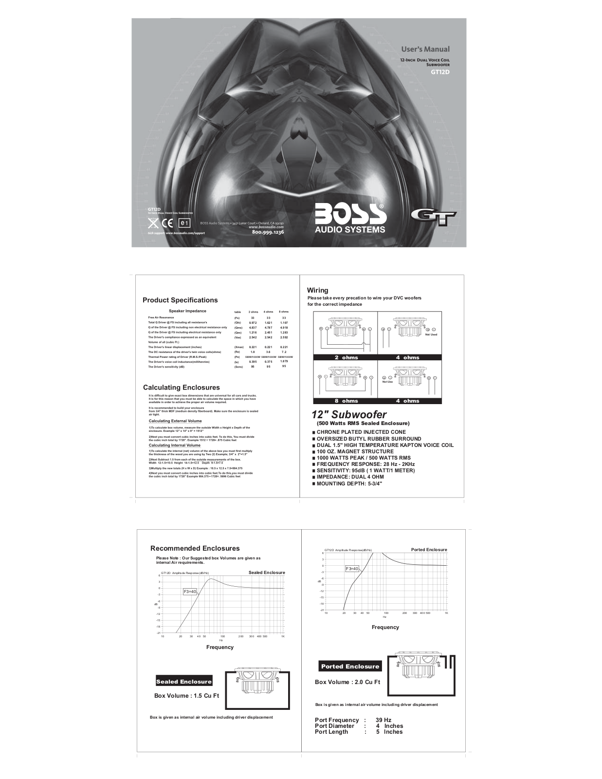 Boss Audio GT12D User Manual