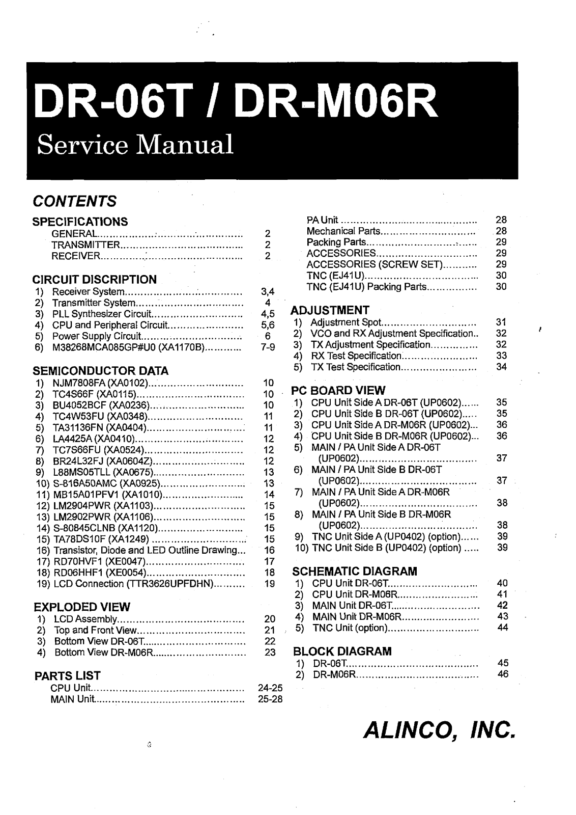 Alinco DR-M06R, DR-06T Service Manual