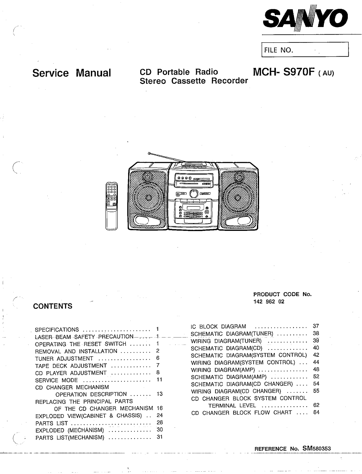 Sanyo MCHS-970-F Service manual