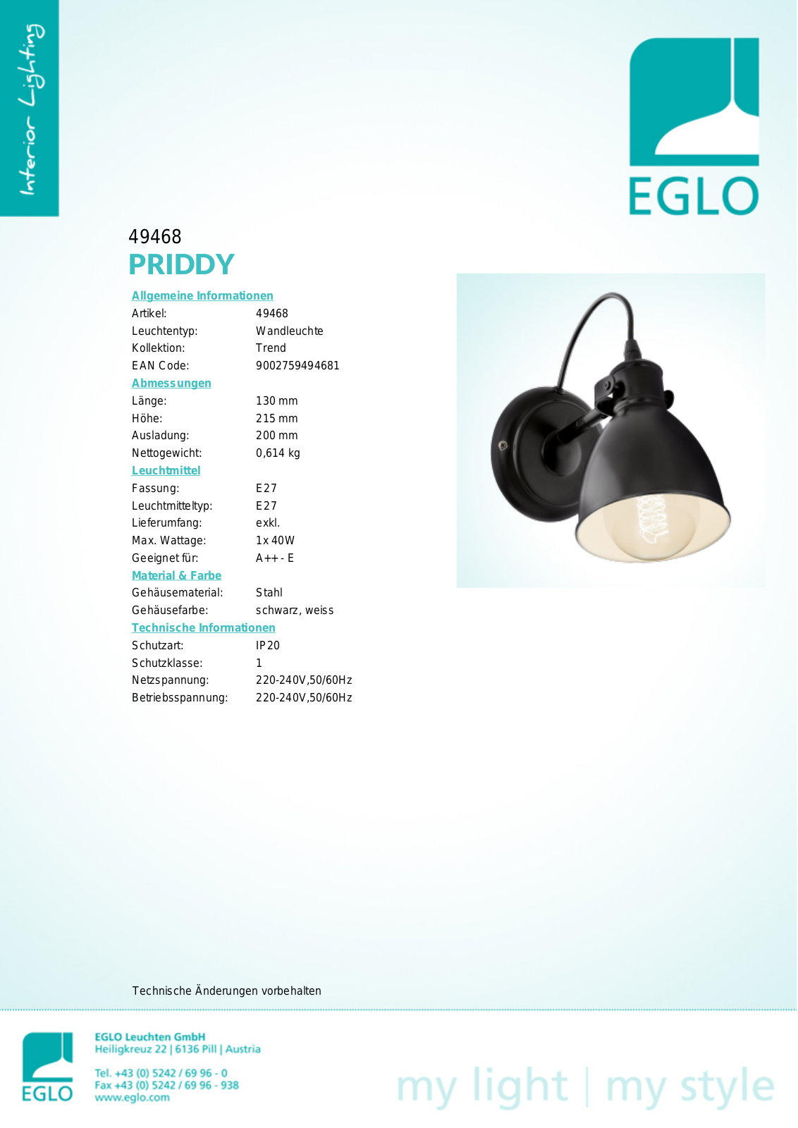 Eglo 49468 Service Manual