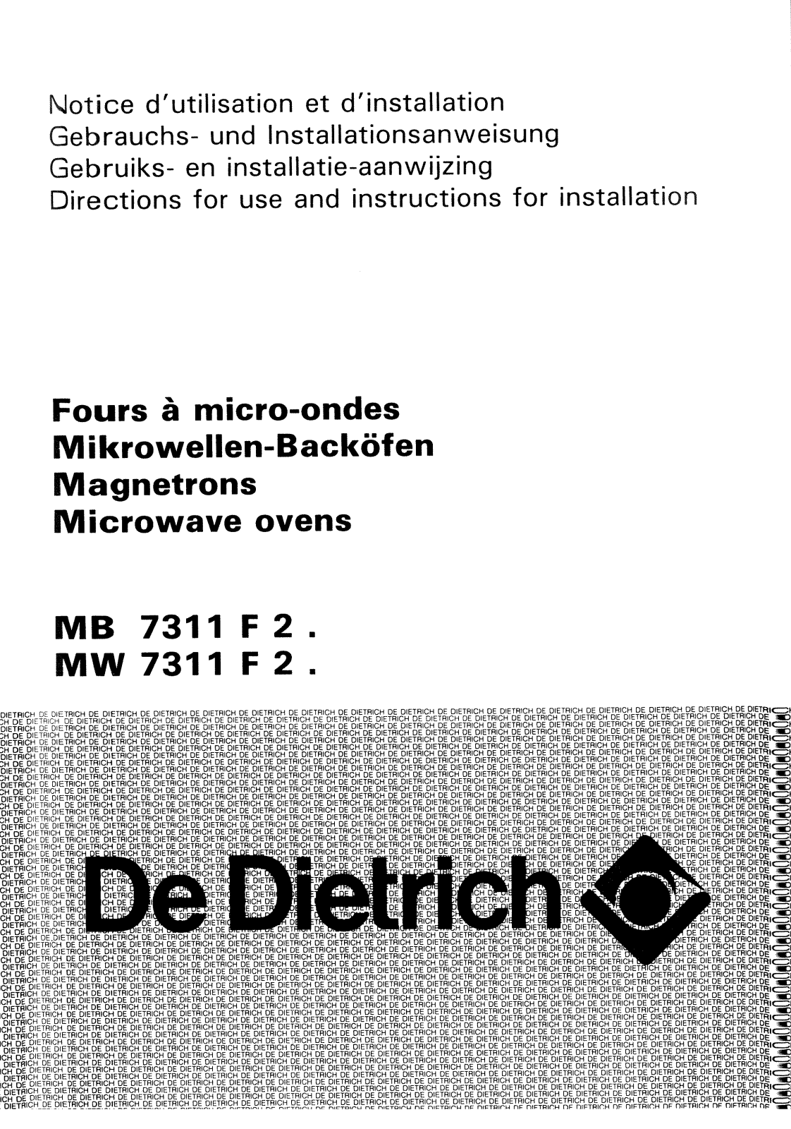 De dietrich MB7311F2, MW7311F2 User Manual
