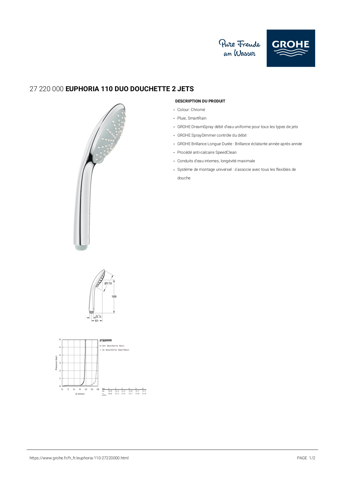 Grohe 27220000 Specification - ManualMachine.com