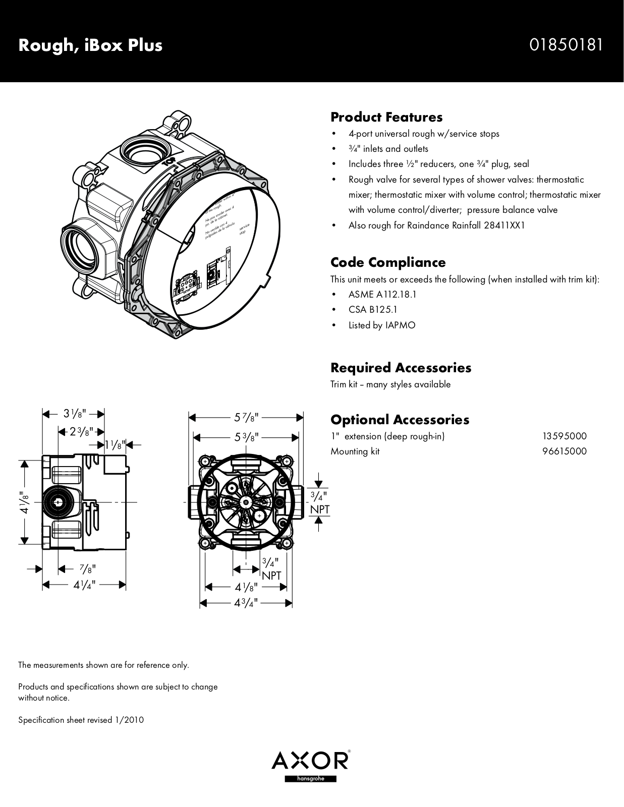 Hansgrohe HAN2797 Specifications - ManualMachine.com