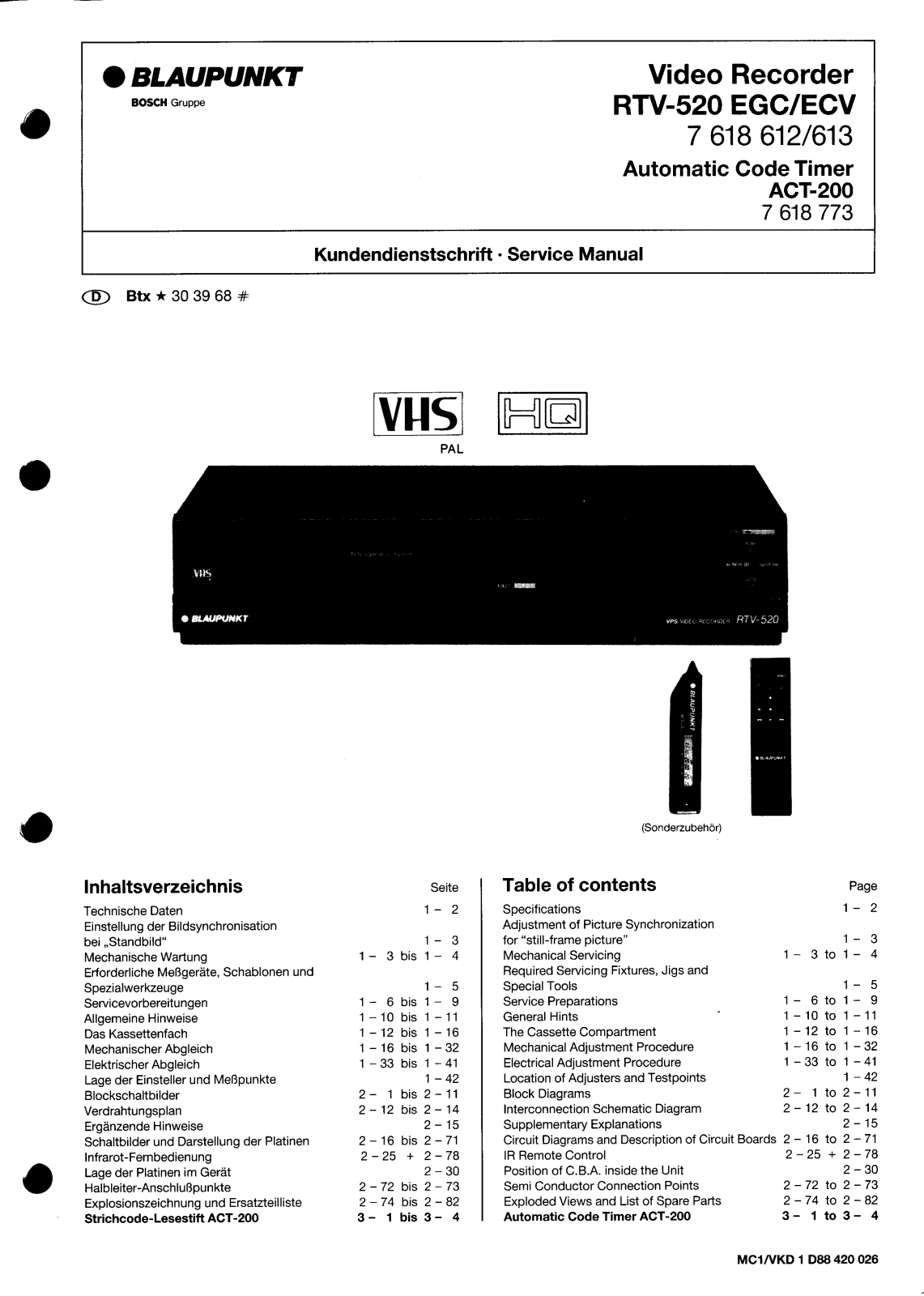 Blaupunkt RTV-520-EGC-ECV-SM Schematic