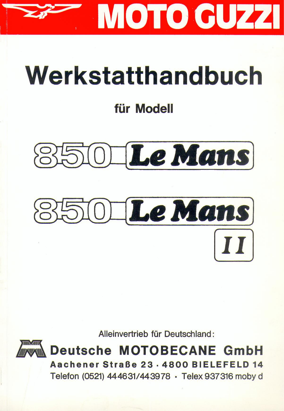 Moto Guzzi Le Mans 850 User Manual