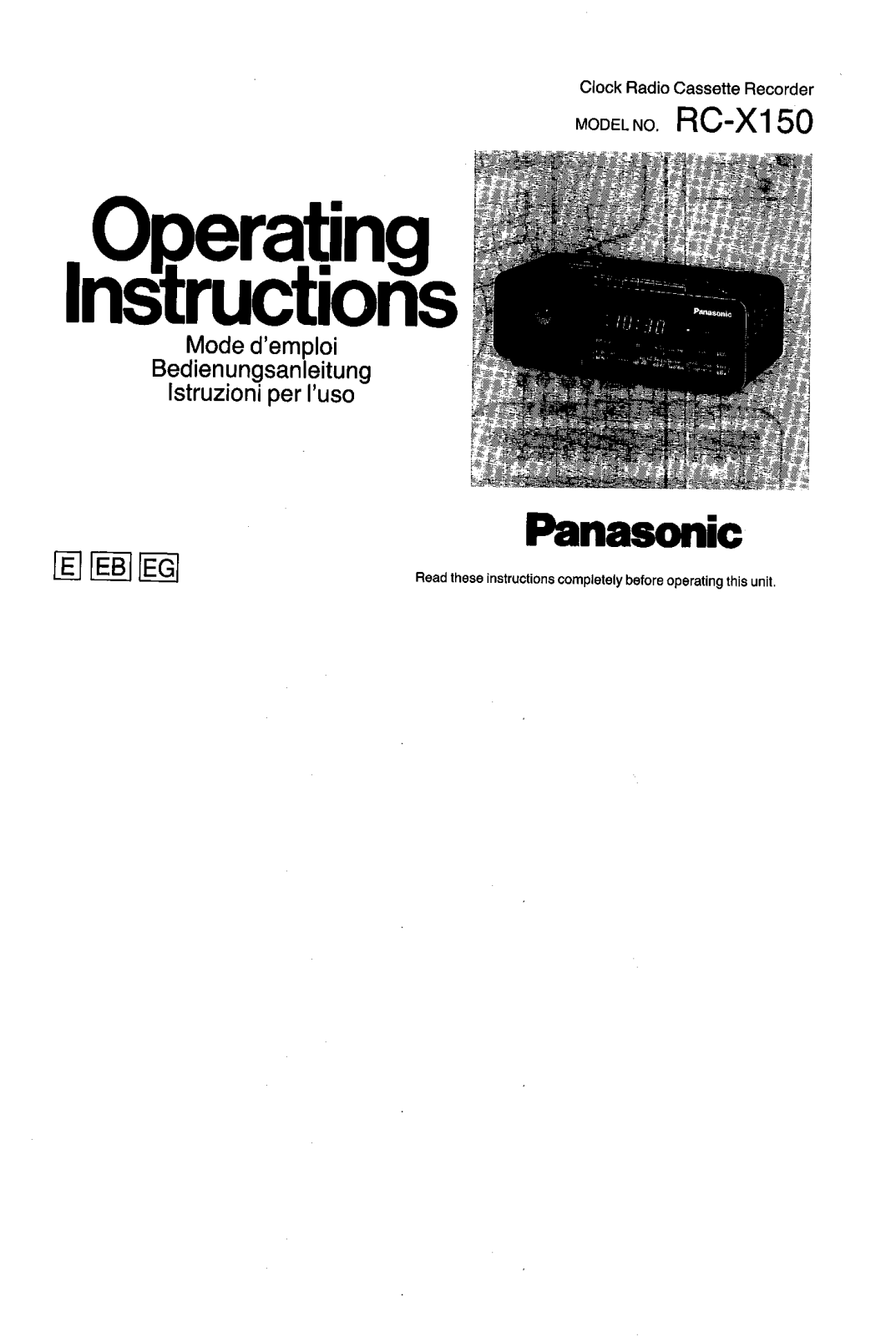 Panasonic RC-X150 User Manual