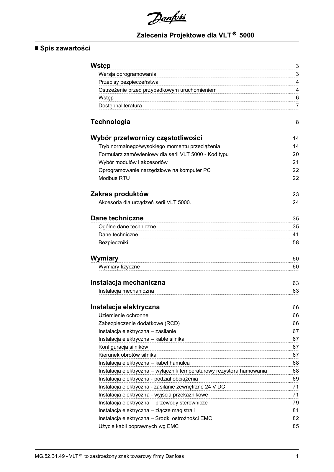 Danfoss VLT  5000 Design guide