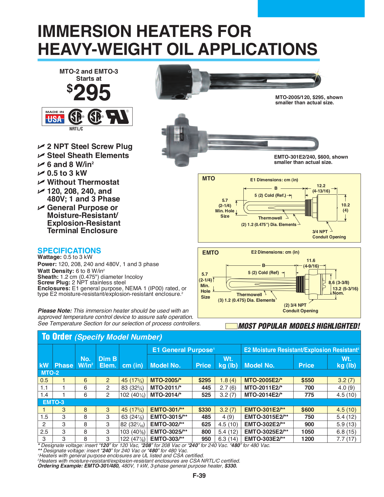 Omega Products AREMTO-30155E2T1-240 User Manual