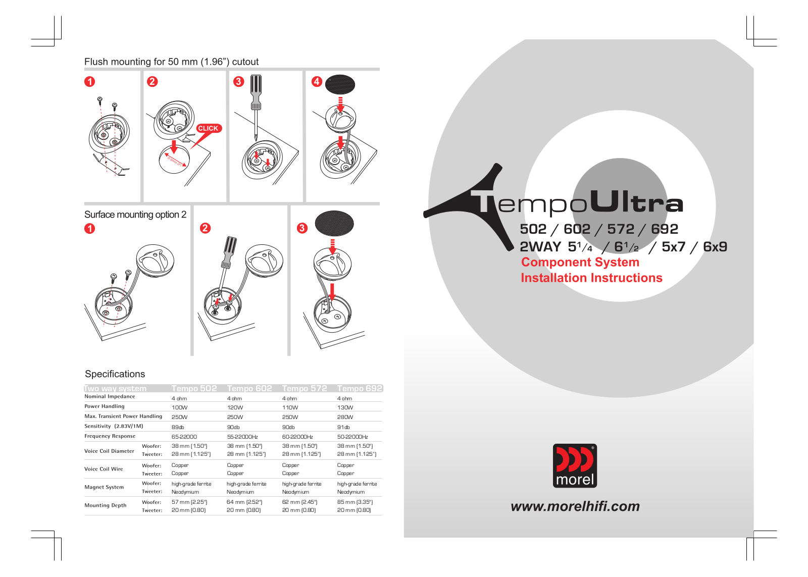 Morel TEMPO ULTRA 2-way User Manual