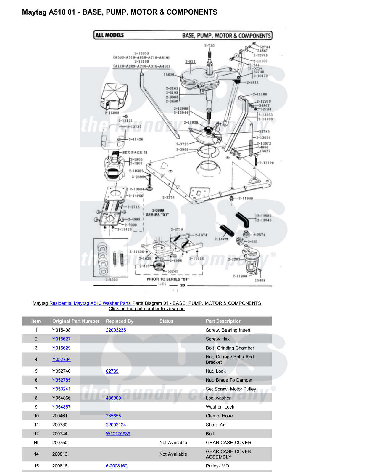 Maytag A510 Parts Diagram