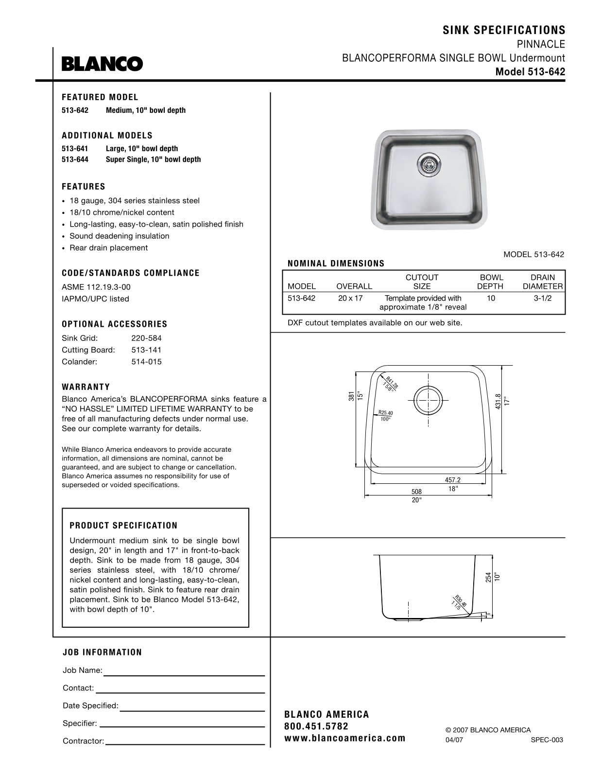 Blanco 513-642 User Manual