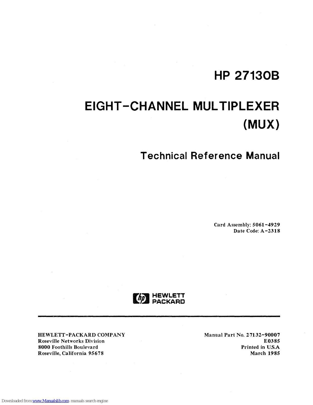 HP 271308 Technical Reference Manual - ManualMachine.com