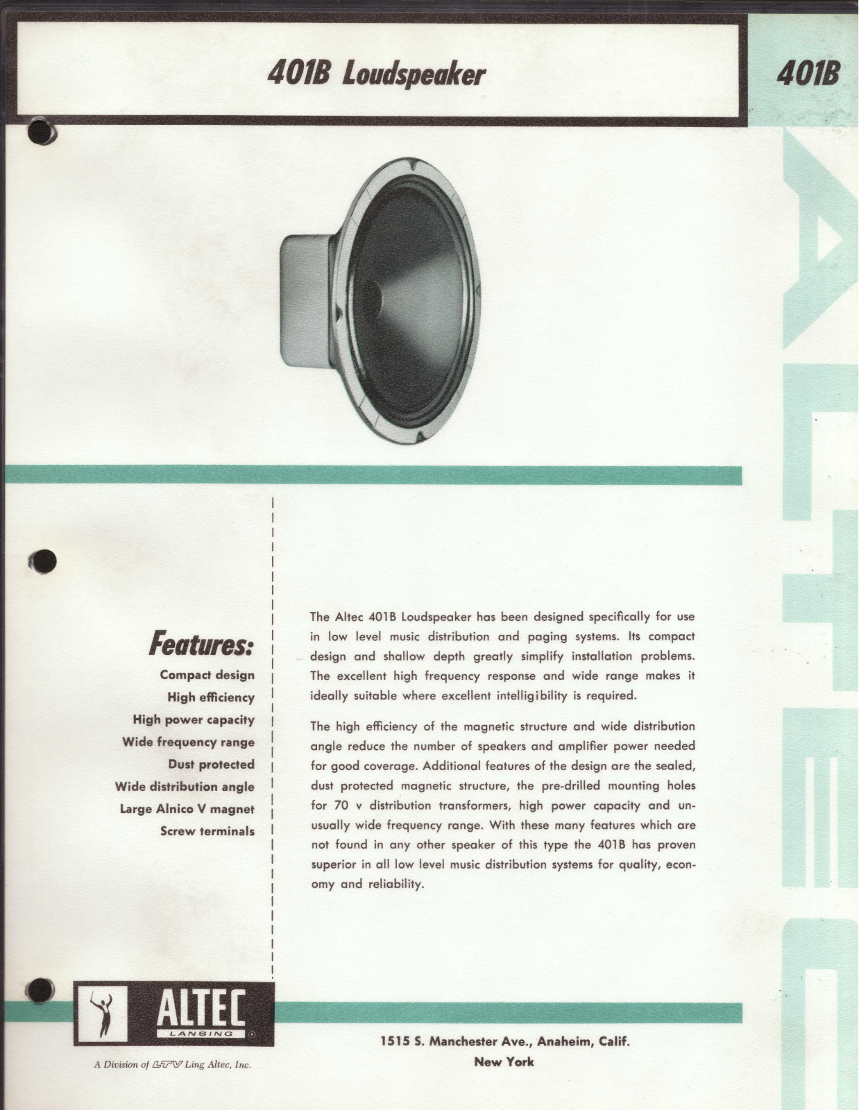 Altec lansing 401B User Manual