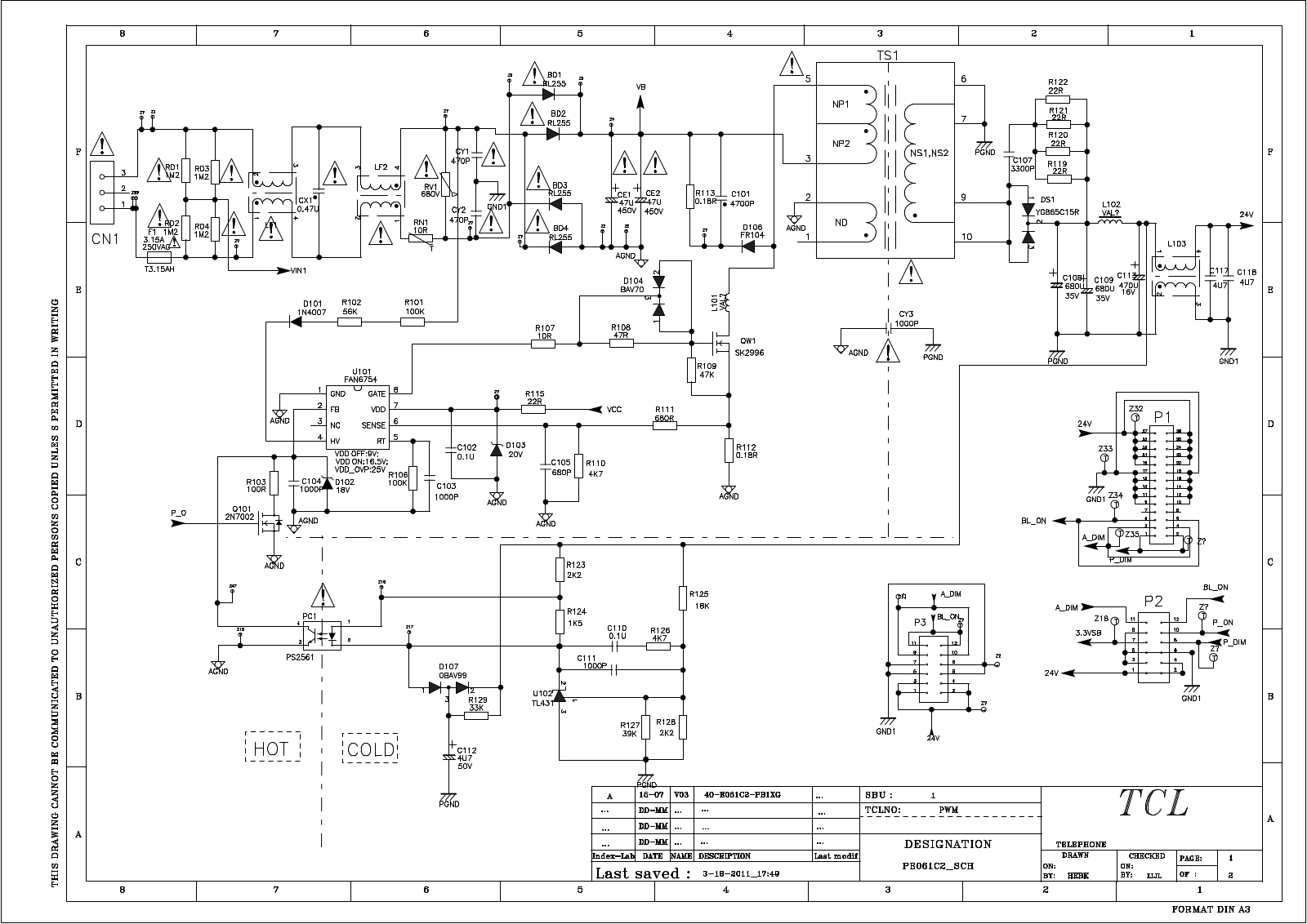 TCL 40-E061C2-PB1XG PSU Schematic