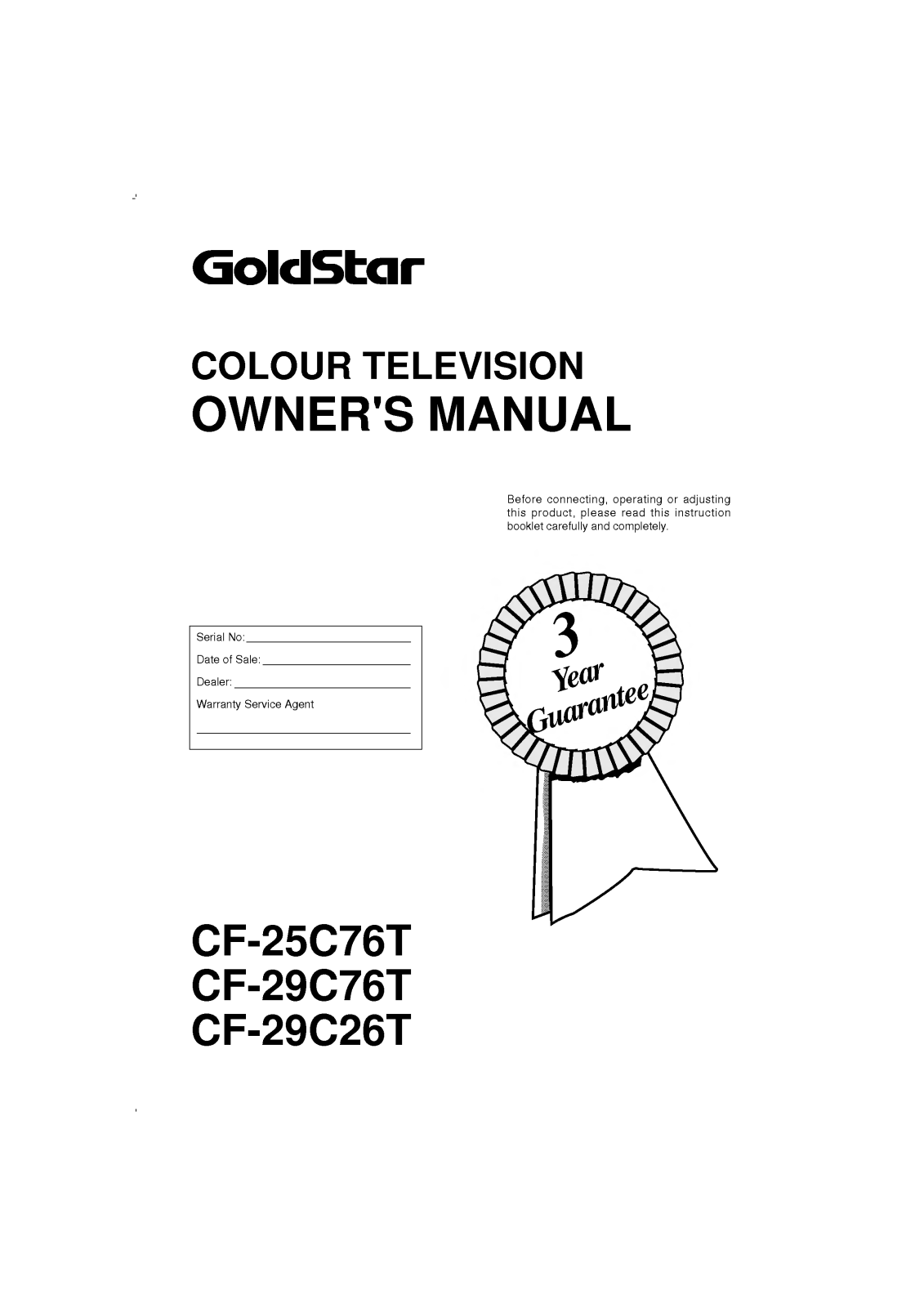 LG CF-29C26T User Manual