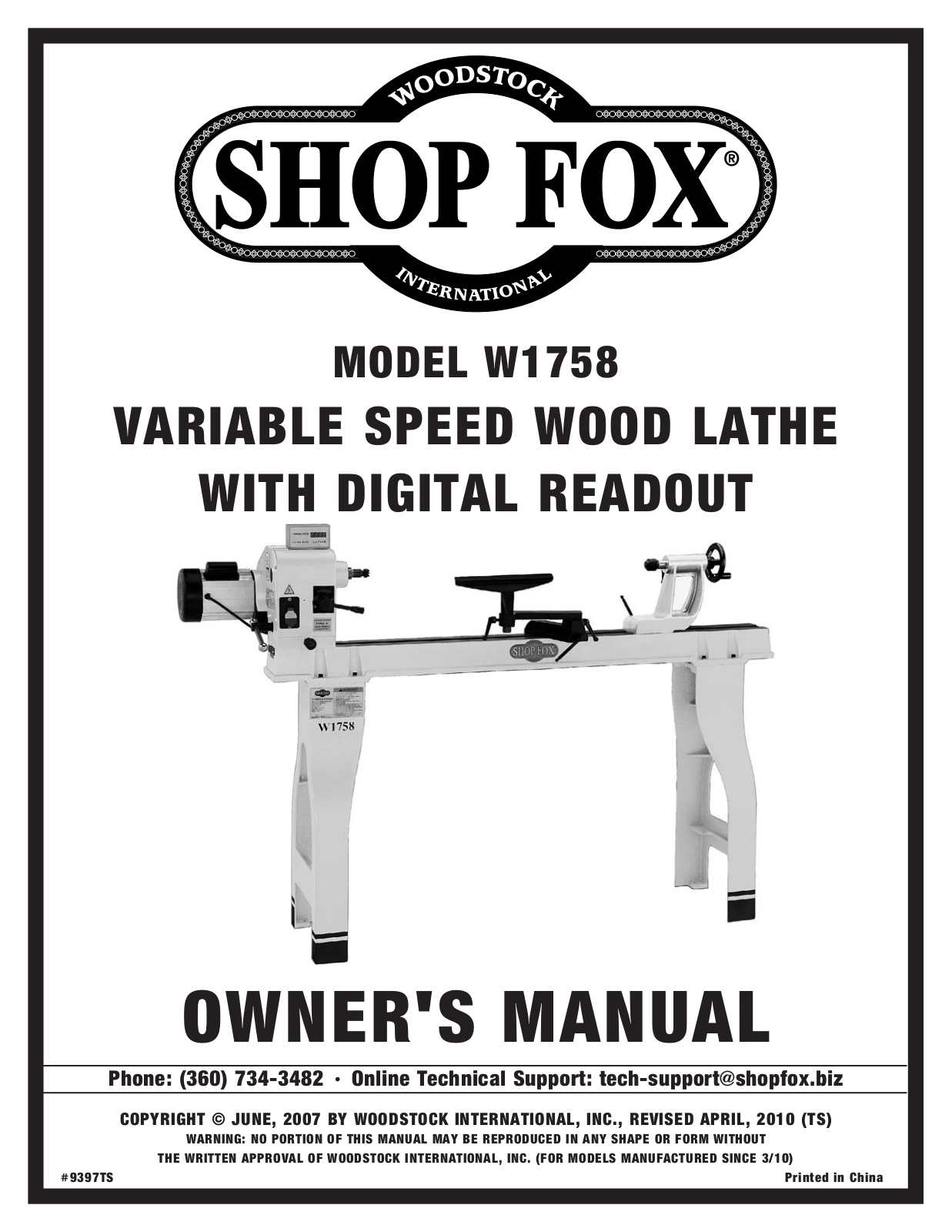 Woodstock W1758 User Manual