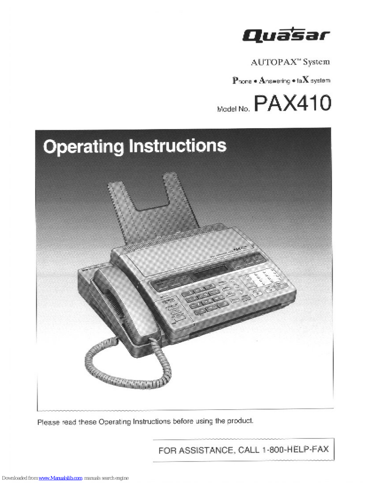 Quasar Autopax PAX410 User Manual