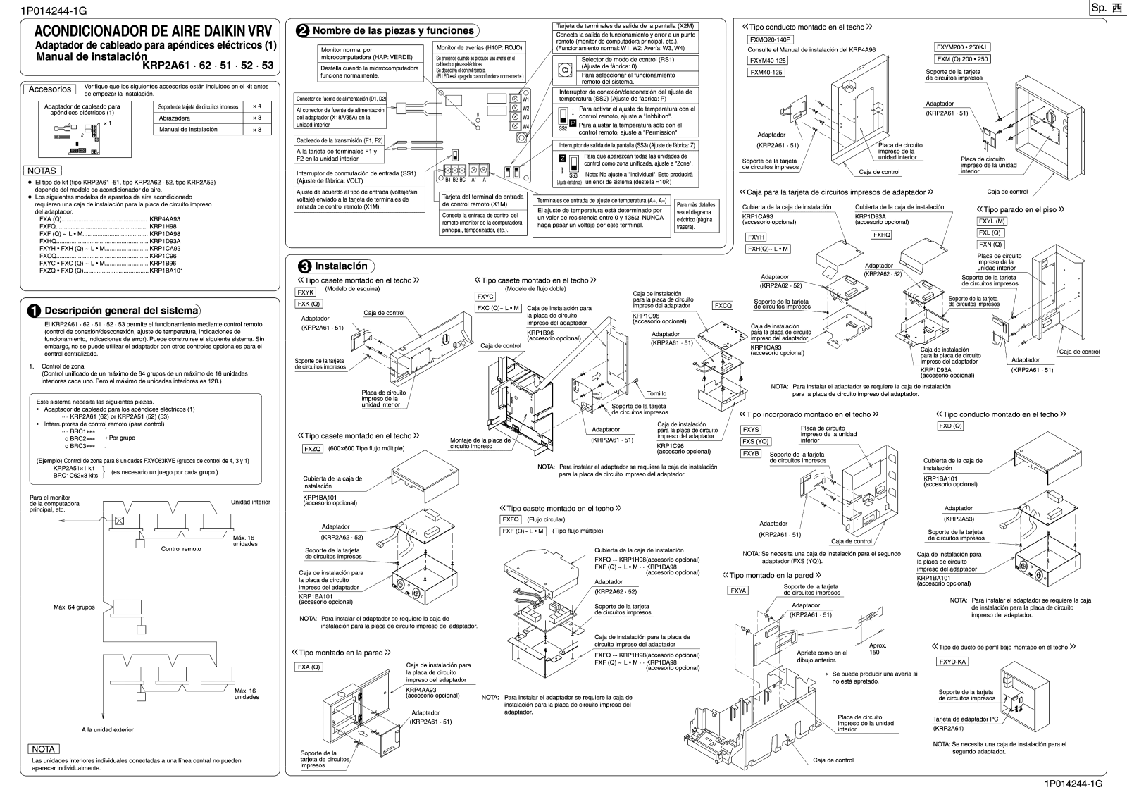 Daikin KRP2A52 Installation manuals