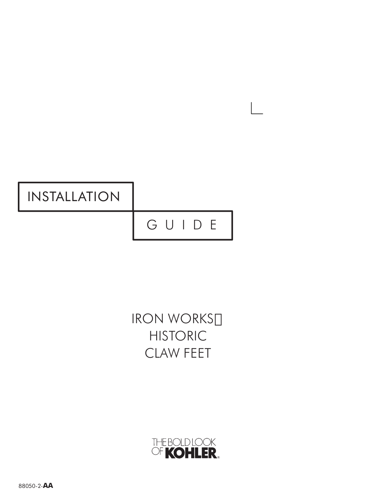 KOHLER K-1103 Installation Manual