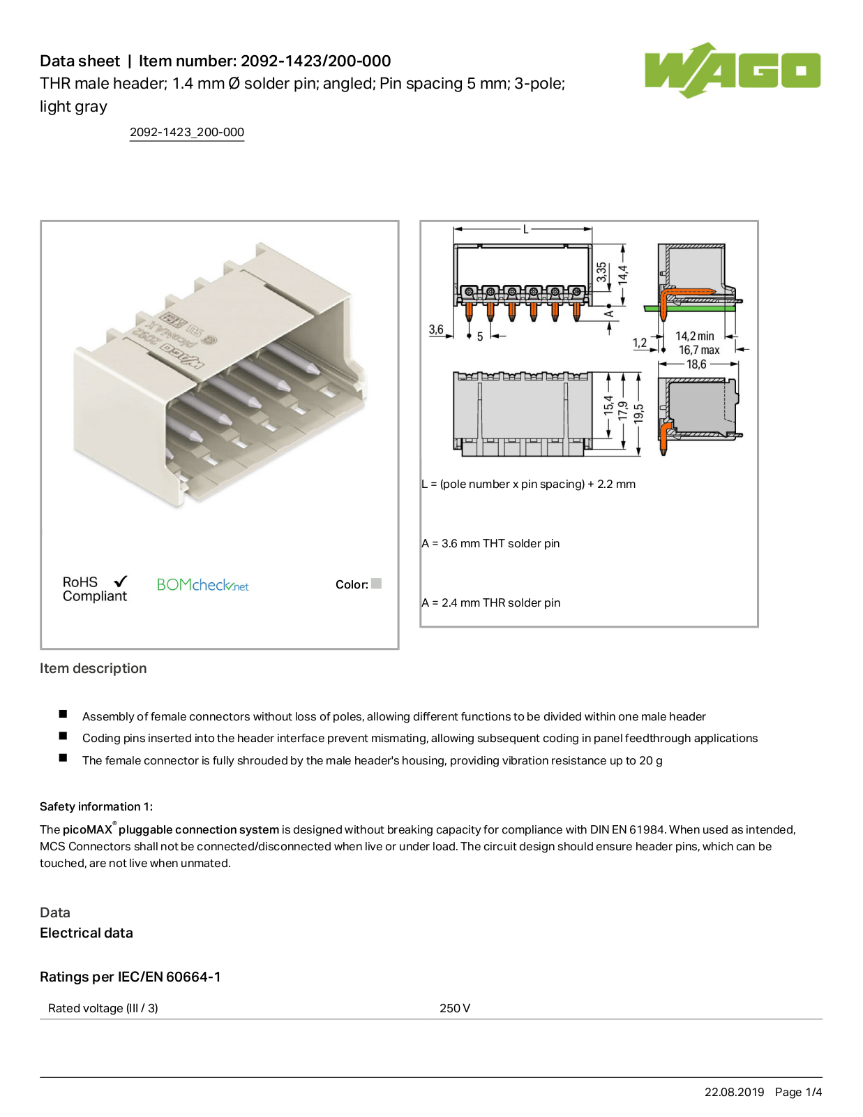 Wago 2092-1423/200-000 Data Sheet