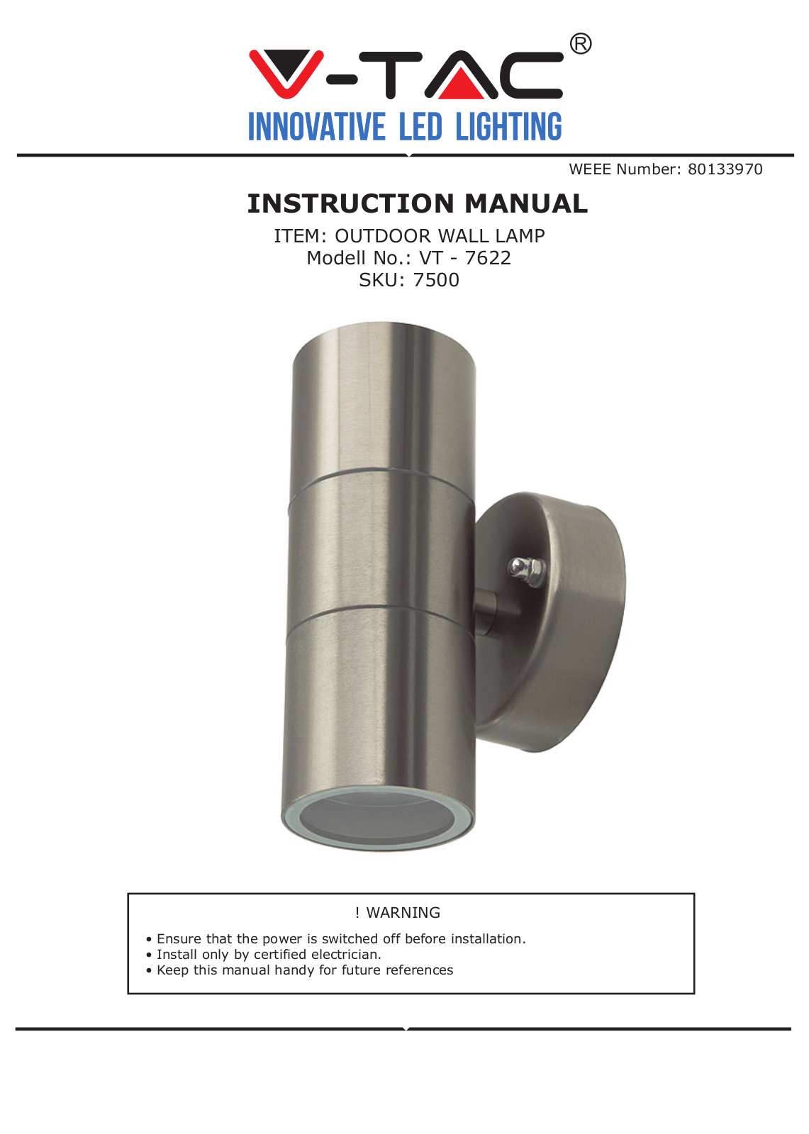V-TAC VT - 7622 User guide - ManualMachine.com