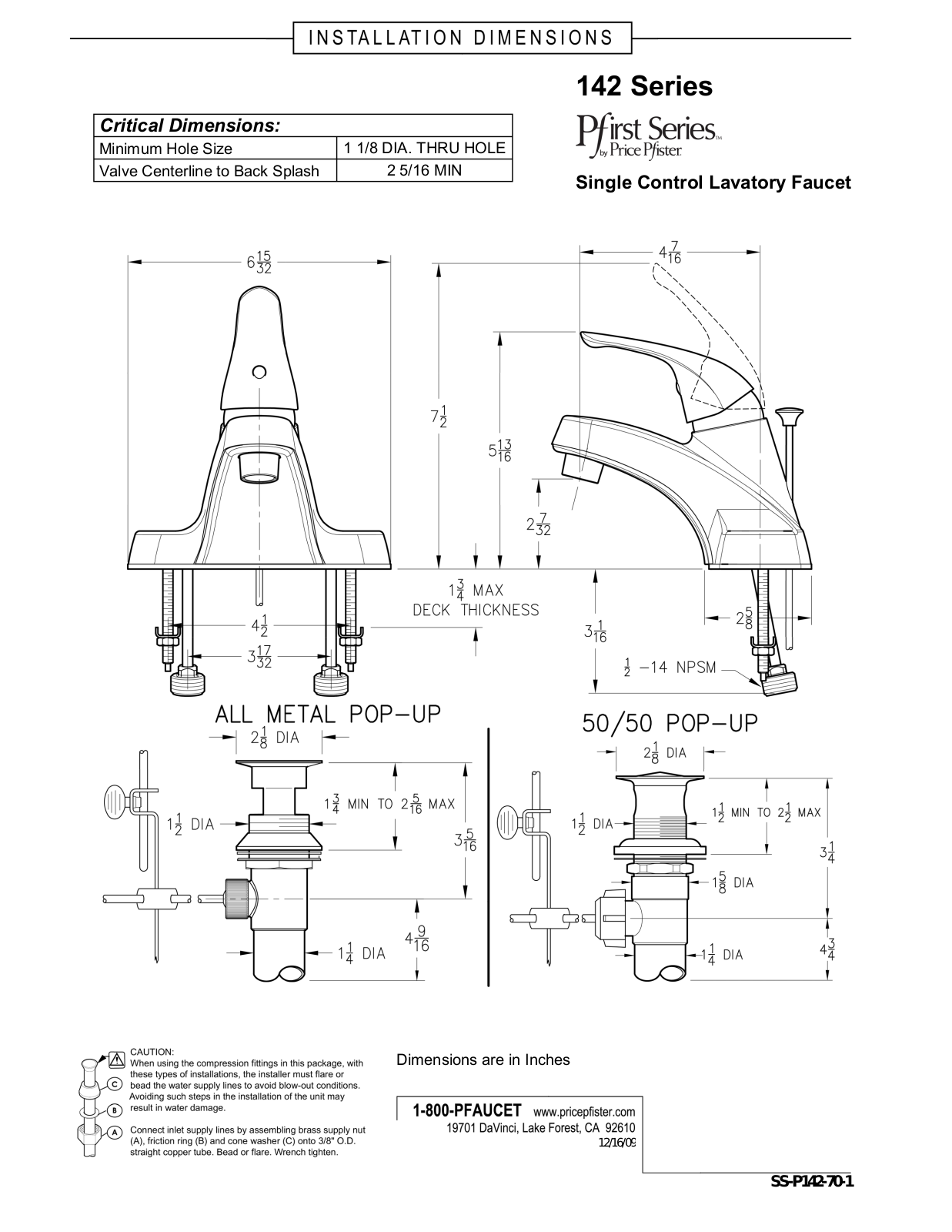 Pfister G142-800K User Manual