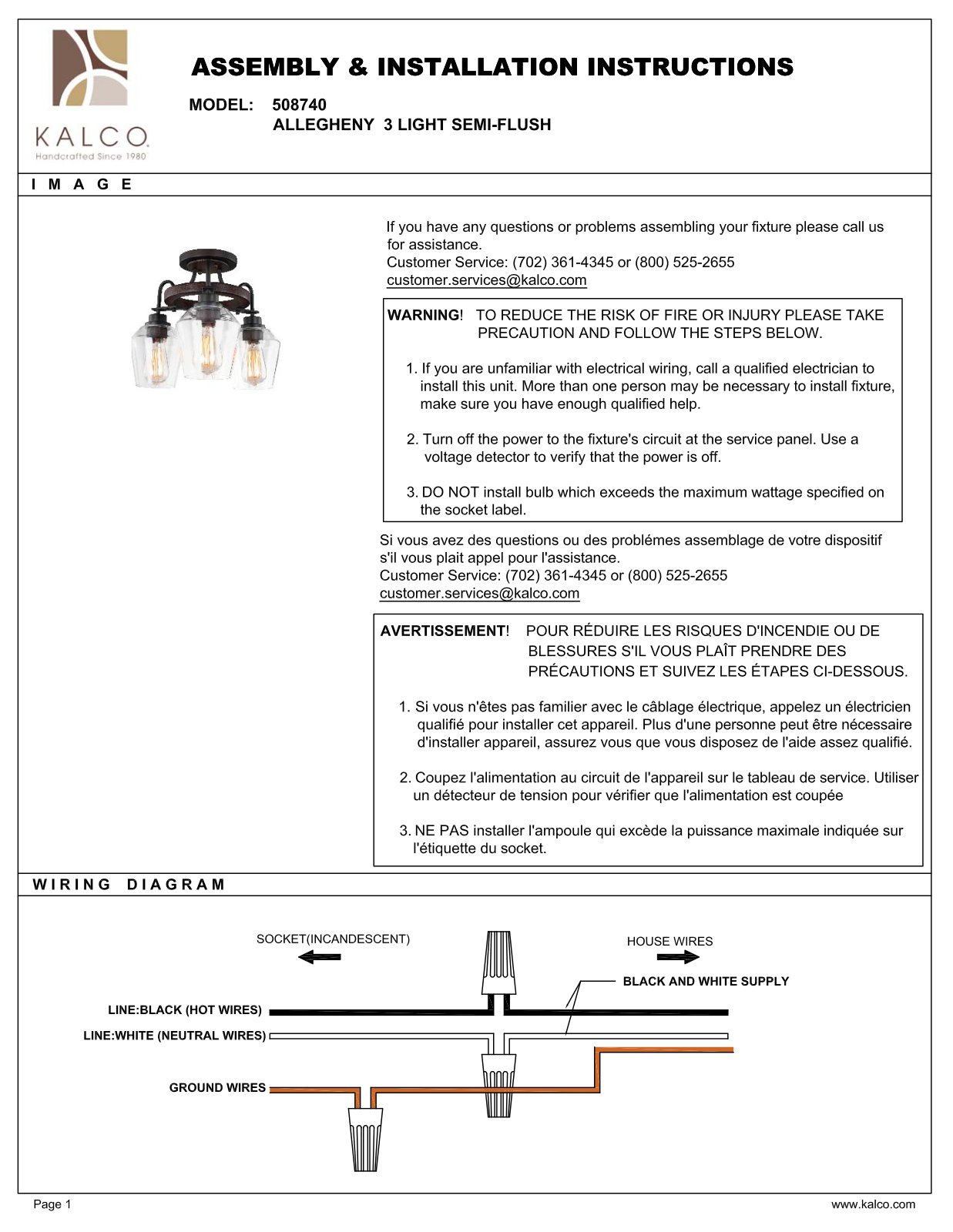 Kalco 508740BS Assembly Guide