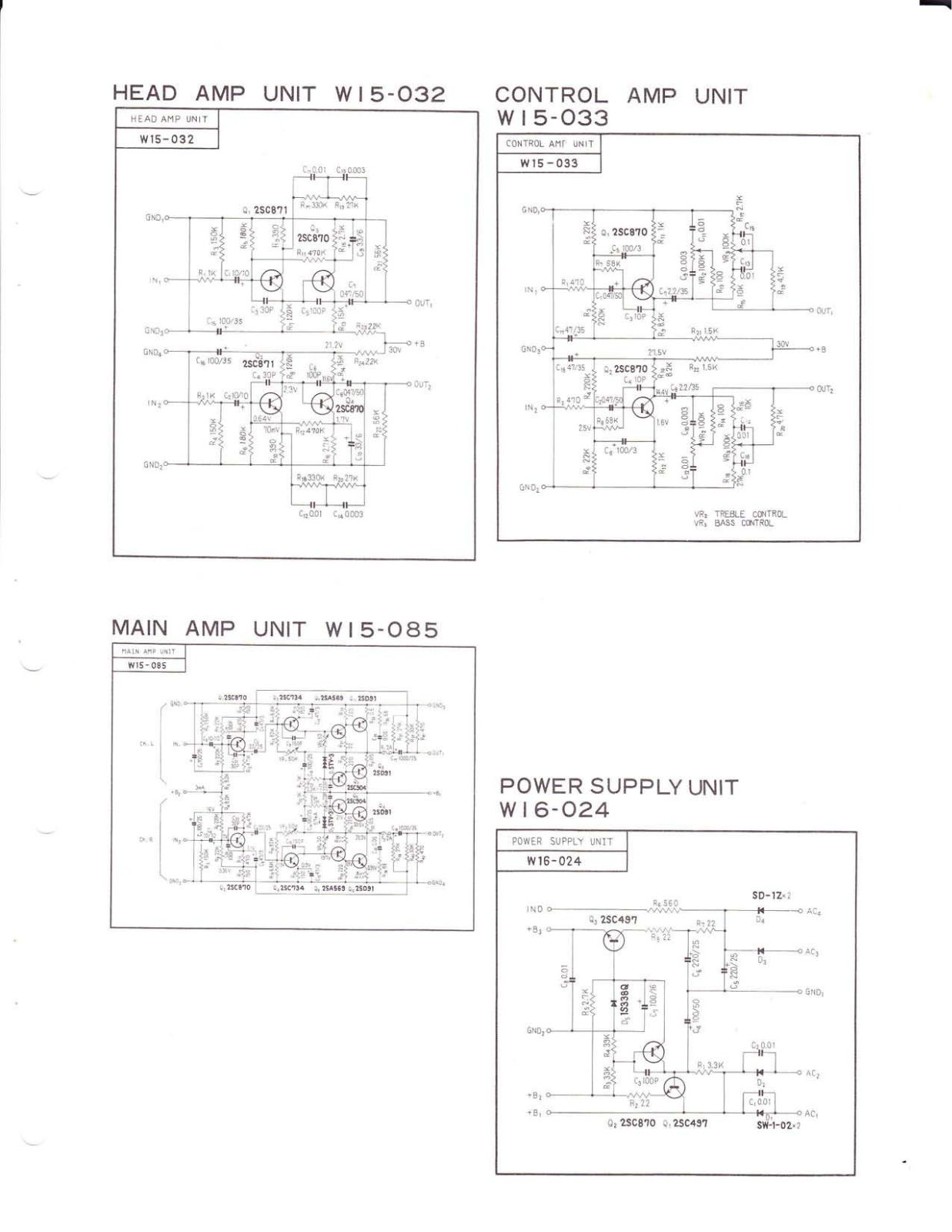 Pioneer W15-032, W15-033, W15-085, W16-024 Schematic