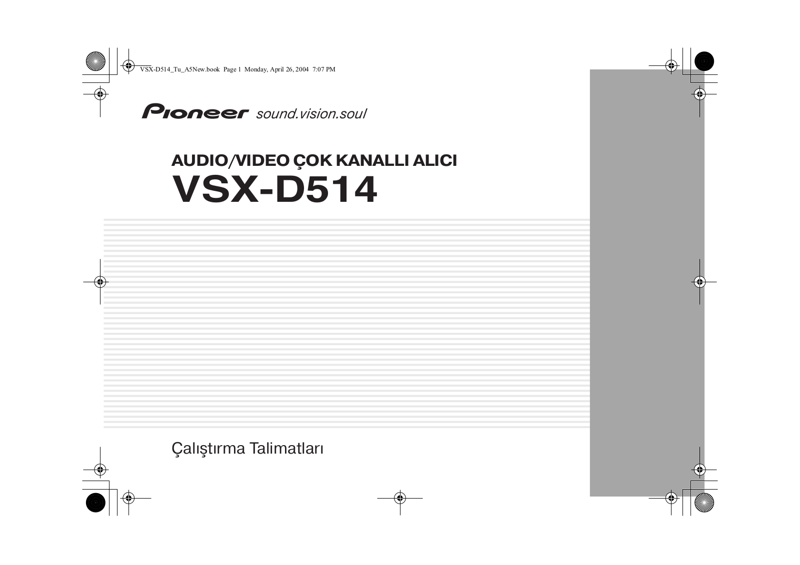 Pioneer VSX-D514 User Manual