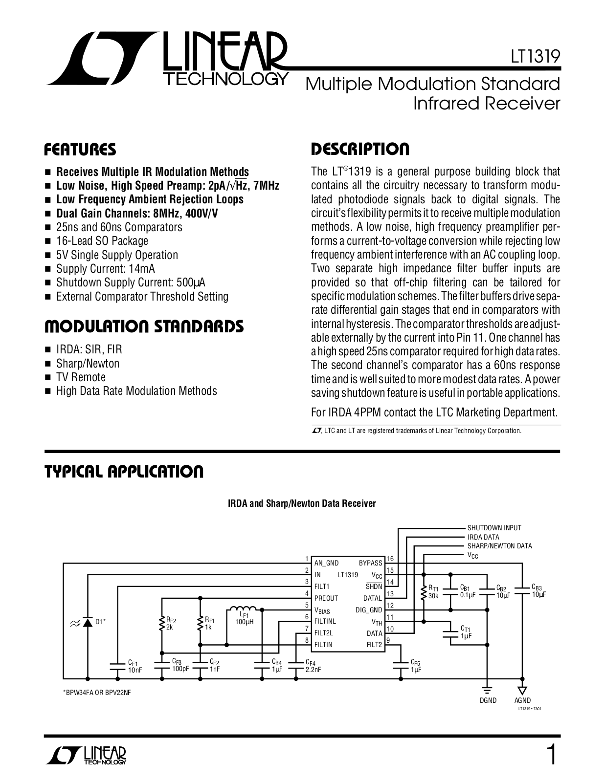 Linear Technology LT1319 Datasheet