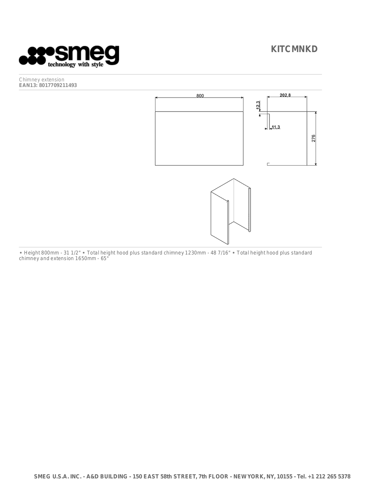 Smeg KITCMNKD User Manual