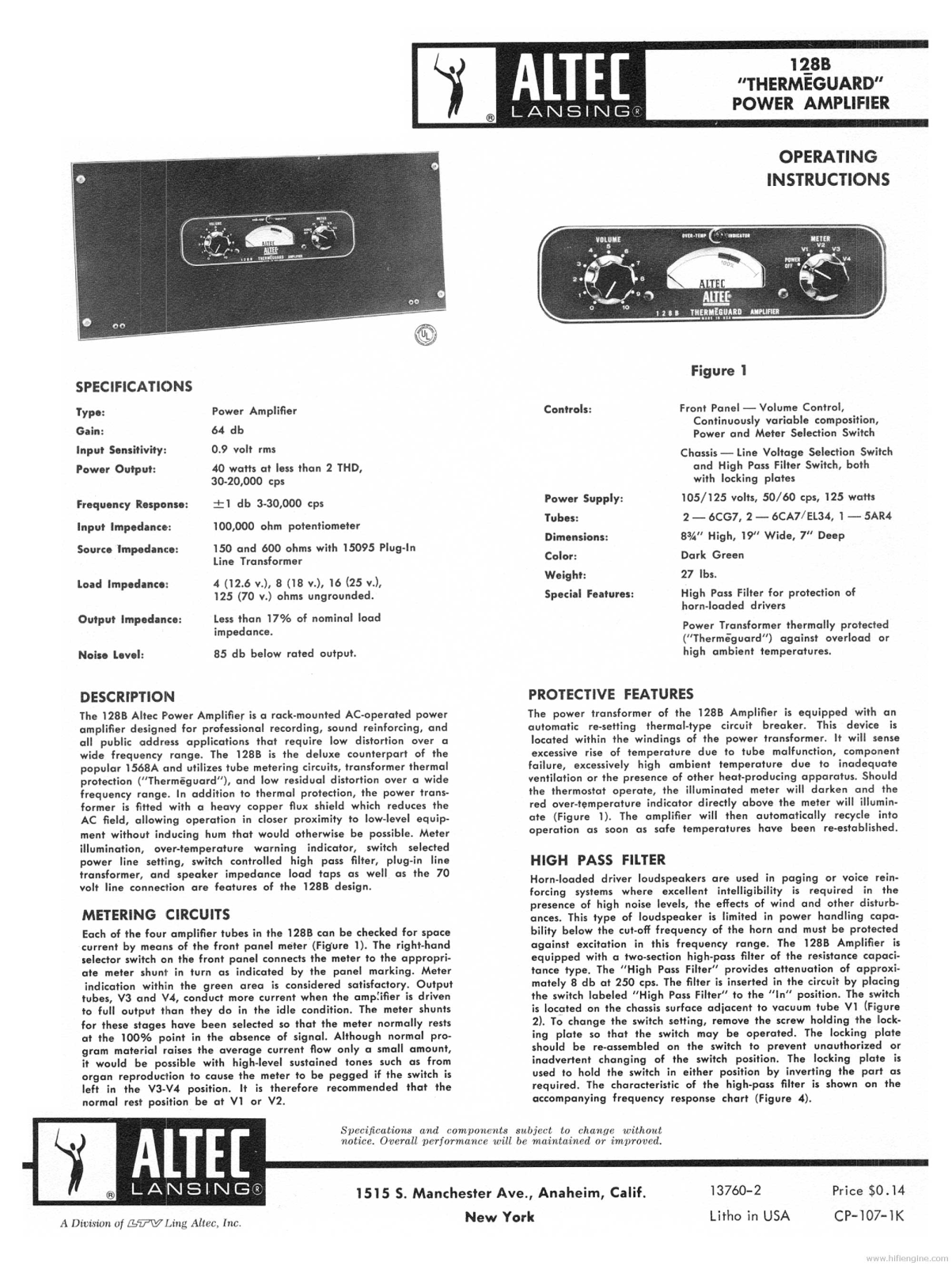 Altec Lansing 128B Schematic