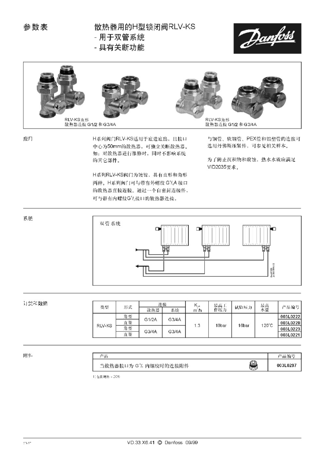 Danfoss RLV-KS Data sheet