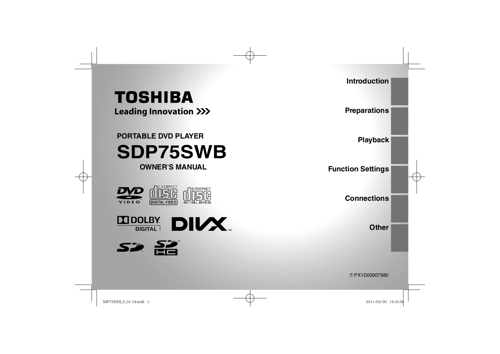 Toshiba SDP75S User Manual