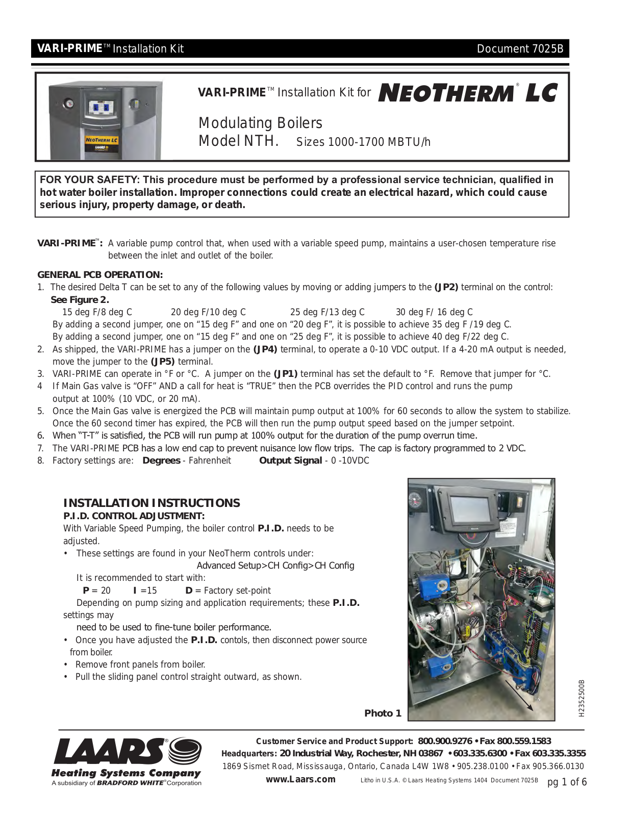 LAARS NeoTherm LC NTH Installation Manual